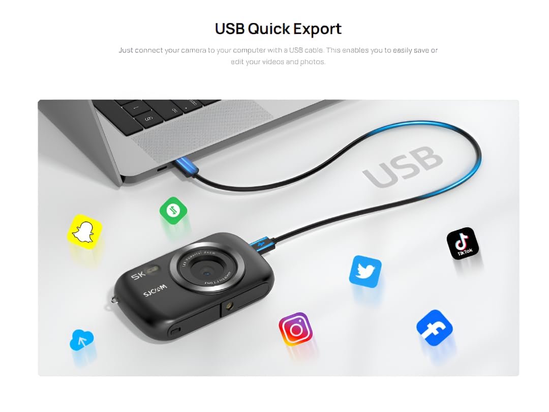 SJCAM ZV100 5K 80MP Digital Camera | 18X Digital Zoom with 5 Preset Modes, 750mAh Digital Point and Shoot Camera for Vlogging Beginners (Black) - Image 3