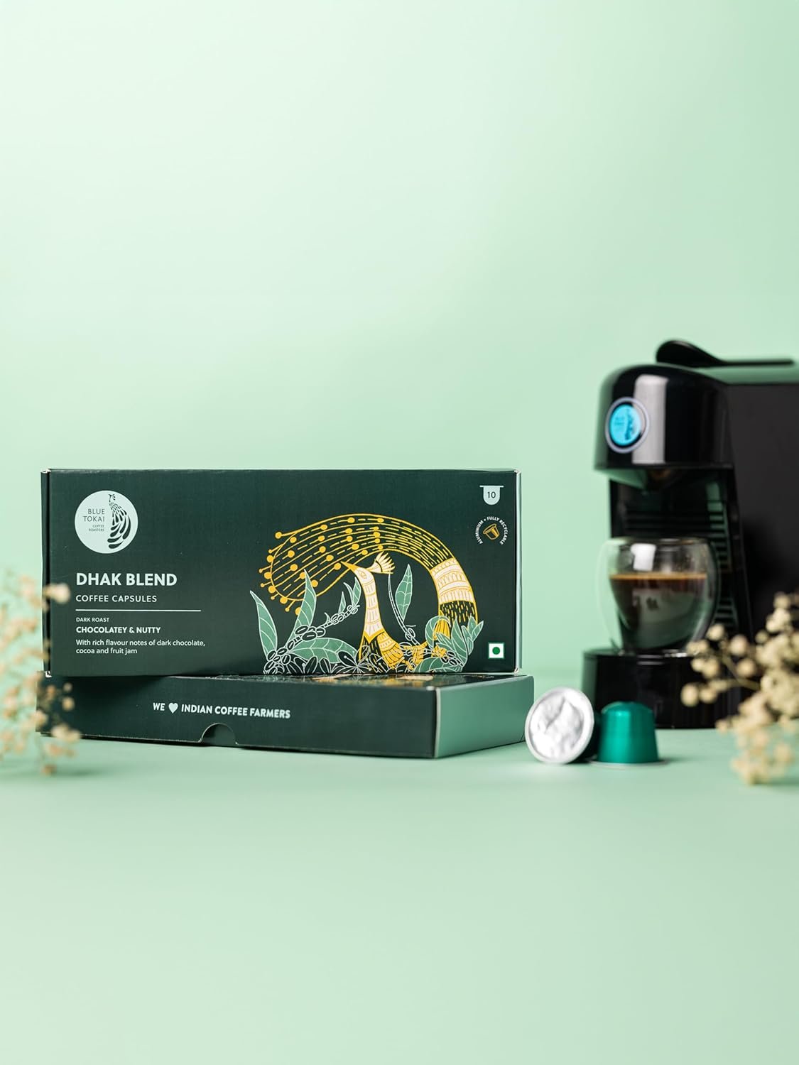 Blue Tokai Coffee Roasters Aluminium Capsules|Dhak Blend - Dark Roast|100% Arabica | Speciality Coffee | 10 Pods In Pack | Nespresso Competible Coffee Pods - Image 5