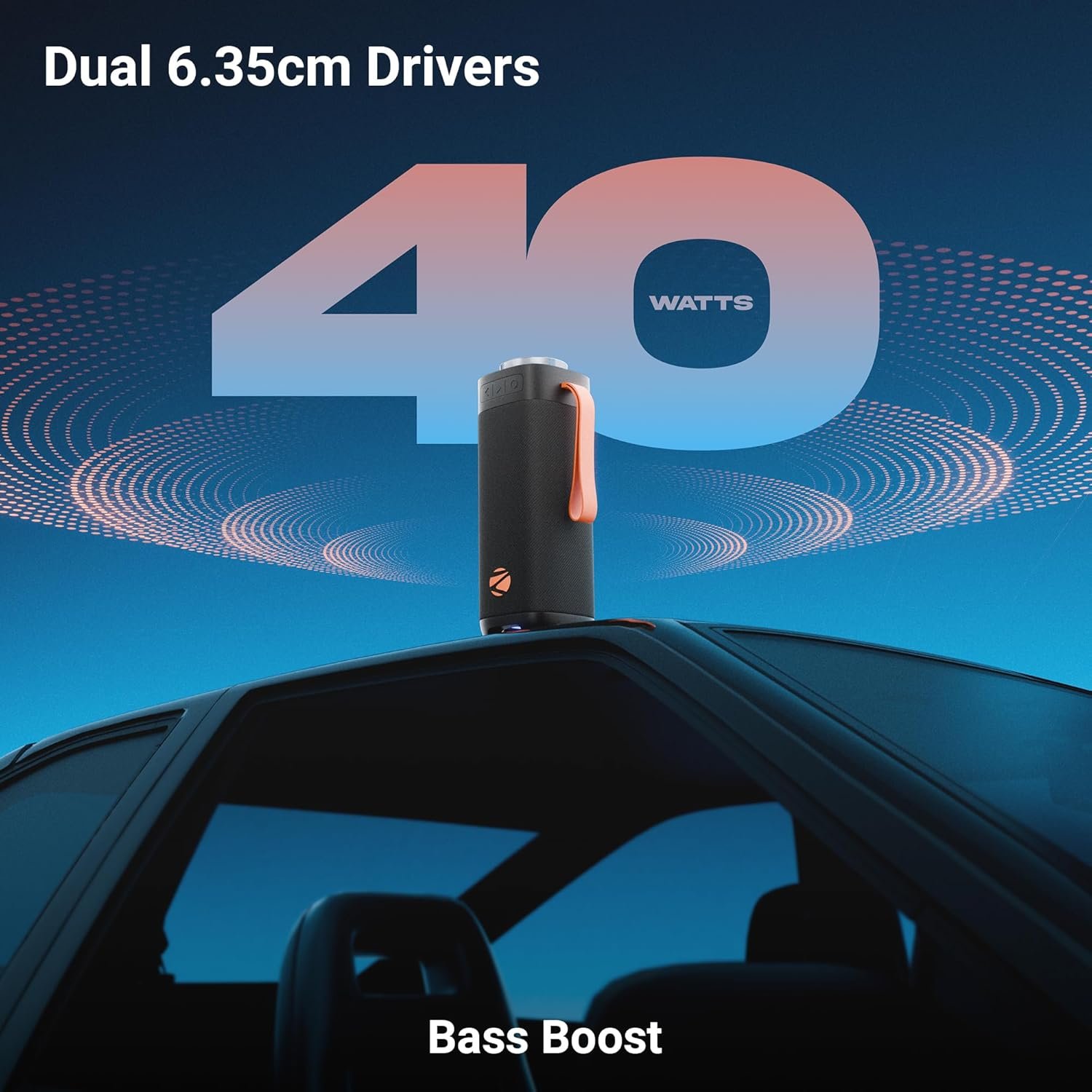 Zebronics Portable BT Speaker, 40W, Upto 6Hrs Playback, Dual 6.35cm Drivers, Passive Radiators, TWS, Type-C Charging, mSD, AUX, IPX5 Water Resistant, Voice Assistant Support (Sound Feast 250, Black) - Image 2