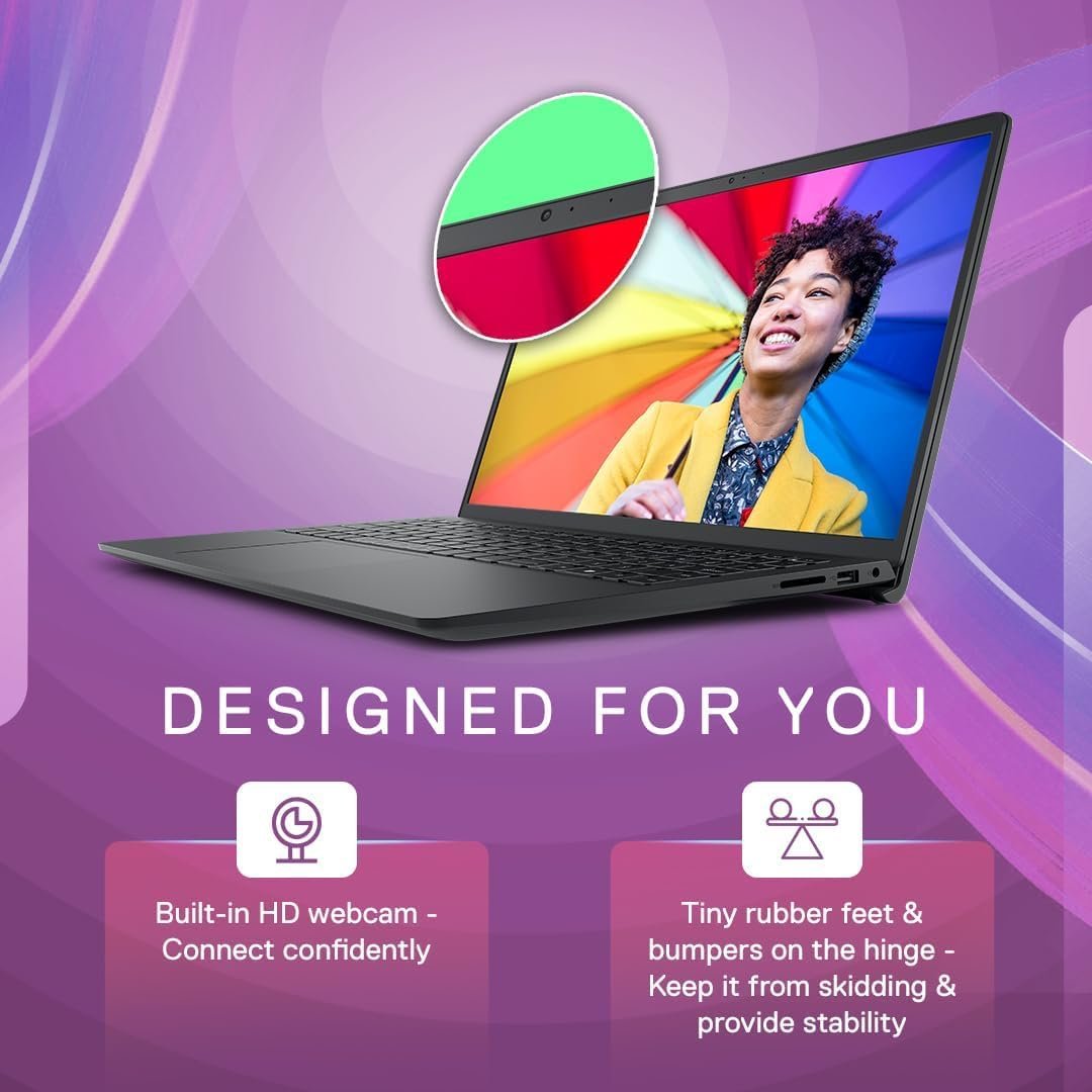 Dell 15, AMD Ryzen 3 7320U Processor (8GB RAM / 512GB SSD/Windows 11 + Office H&S 2024 + M365 / 15.6"(39.62 Cm) FHD Display / 12 Month Mcafee/Black Color/ 1.63 Kg/Thin & Light Laptop - Image 4