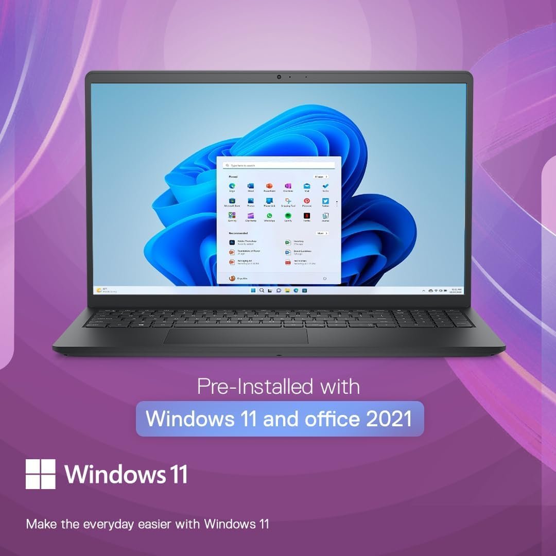 Dell 15, AMD Ryzen 3 7320U Processor (8GB RAM / 512GB SSD/Windows 11 + Office H&S 2024 + M365 / 15.6"(39.62 Cm) FHD Display / 12 Month Mcafee/Black Color/ 1.63 Kg/Thin & Light Laptop - Image 10