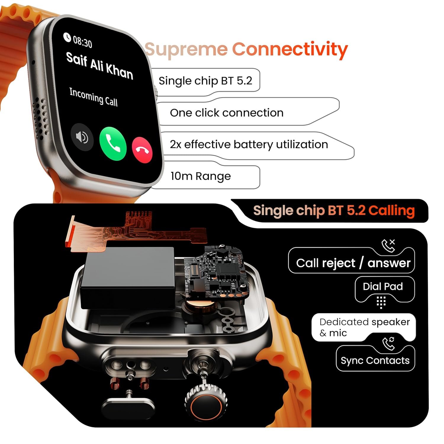 Boult GOBOULT (Formerly Newly Launched Crown Smart Watch 1.95'' Screen, BT Calling, Working Crown,Zinc Alloy Frame,900Nits Brightness, AI Voice Assistant,SpO2 Monitoring, 120+ Sports Mode(Tangerine) - Image 10