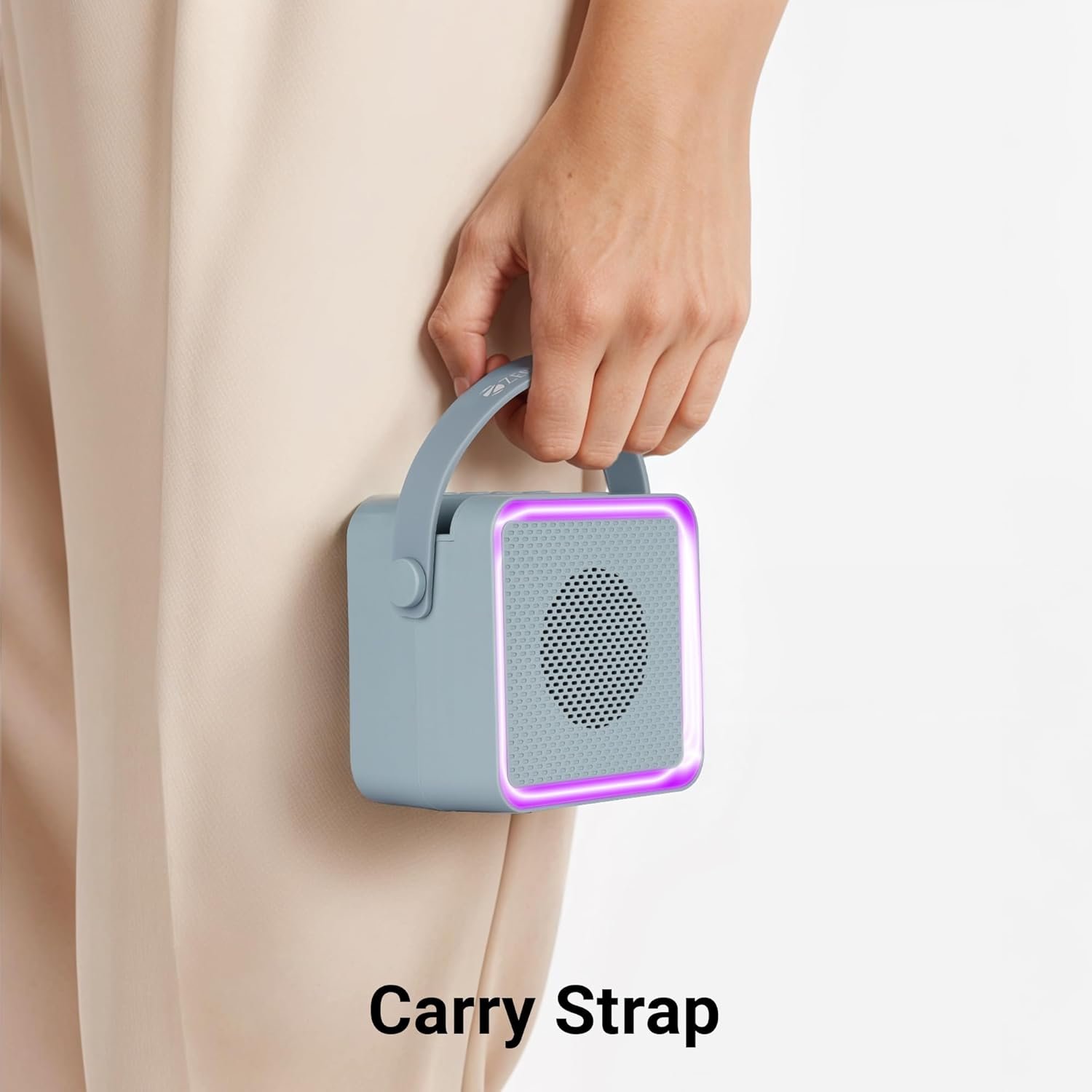 ZEBRONICS County 8, Portable Bluetooth Speaker, 8 Watts, Upto 7 Hours Playback, Passive Radiator, BTv5.3 | TWS | USB | mSD, RGB LED, Call Function, Compact Design, Carry Strap (Sky Blue) - Image 8