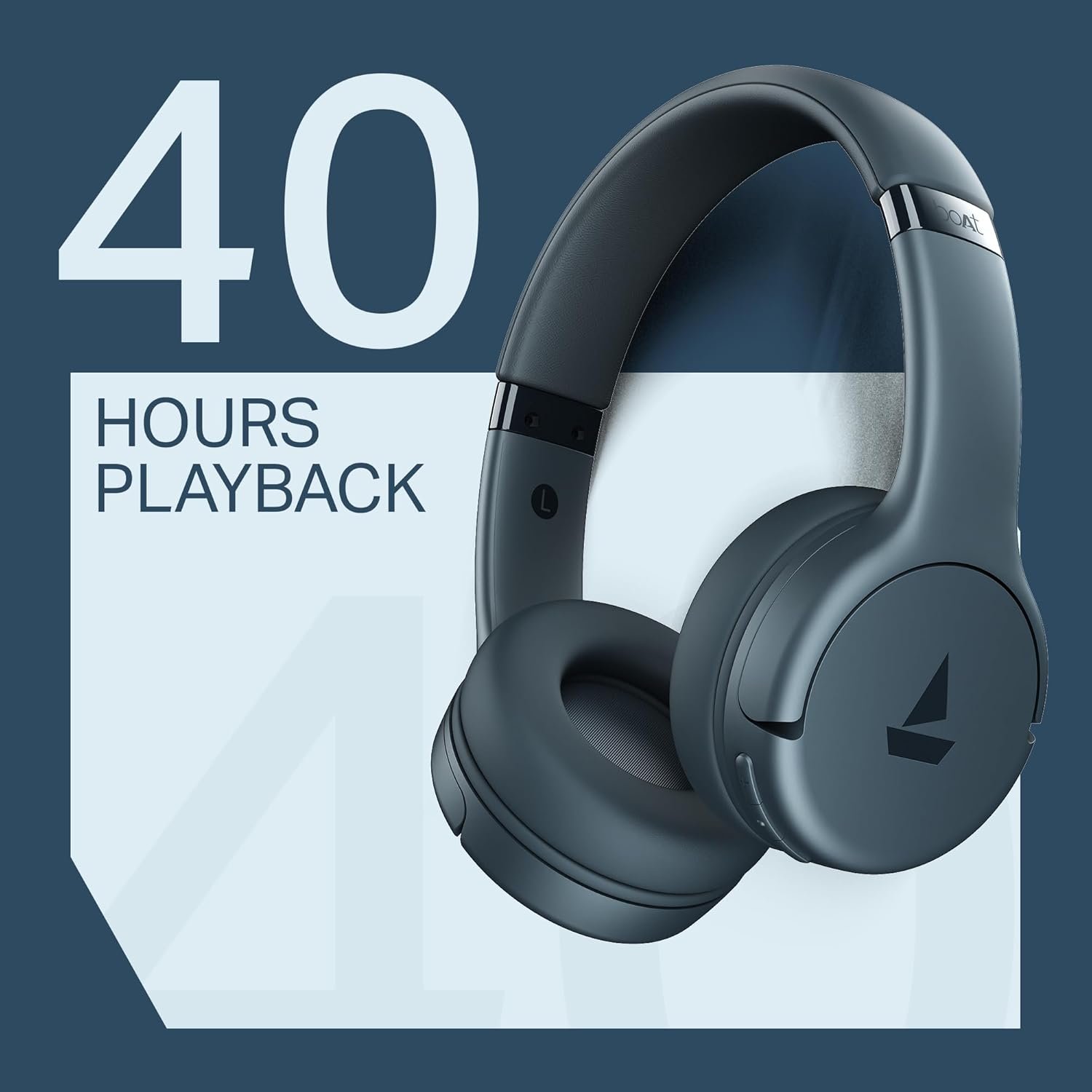 boAt 2025 Launch Rockerz 411, 40Ms Low Latency, 40Hrs Battery, 40Mm Drivers, ENx Tech, Stream Ad Free Music via App Support, Bluetooth Headphones, Wireless Over Ear Headphone with Mic (Bold Blue) - Image 5