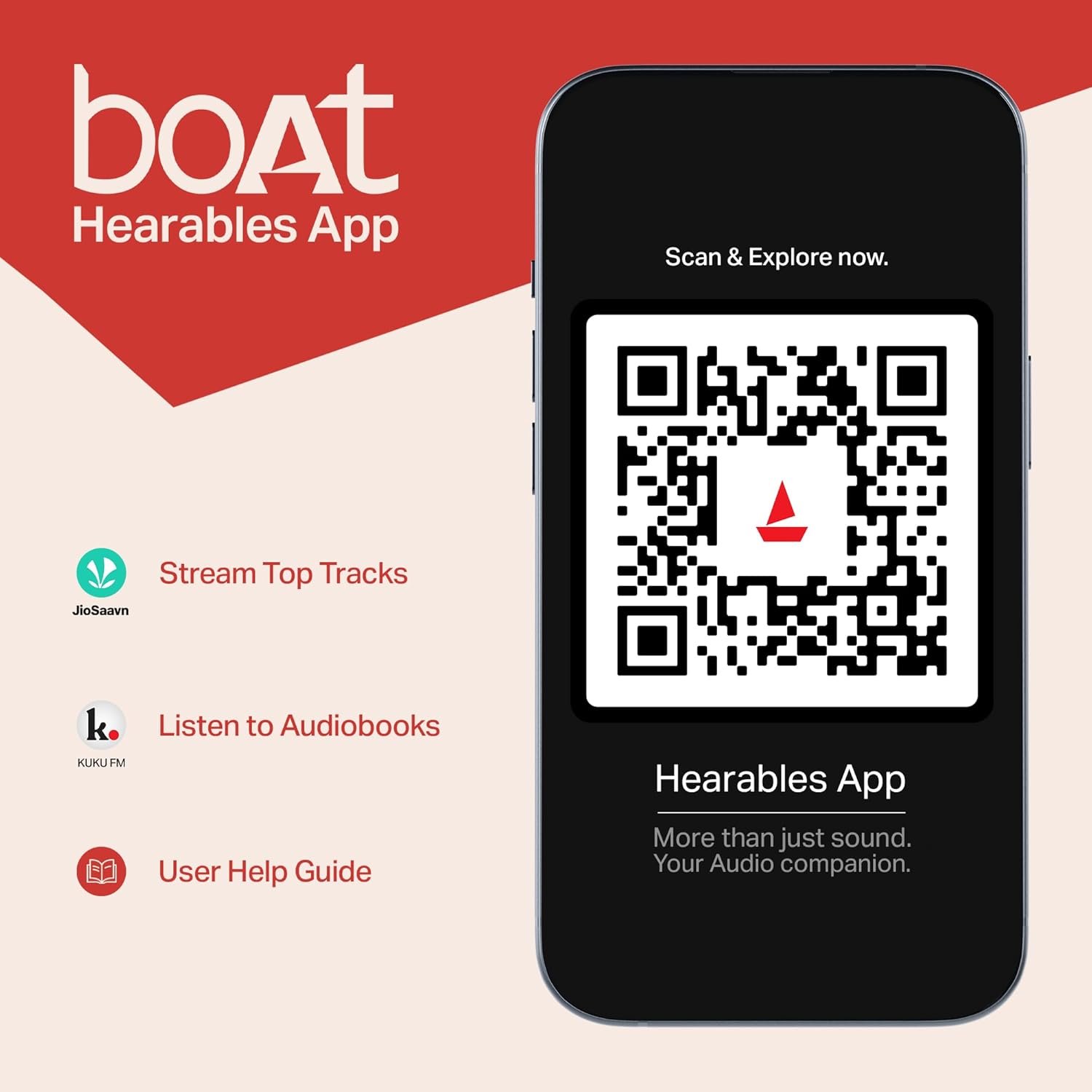 Boat Rockerz 430, 40mm Drivers, 40ms Latency, 40H Battery, ENx Tech, Adaptive Fit, Stream Ad Free Music via App Support, Bluetooth Headphones, Wireless Over Ear Headphone with Mic (Black Sabre) - Image 3