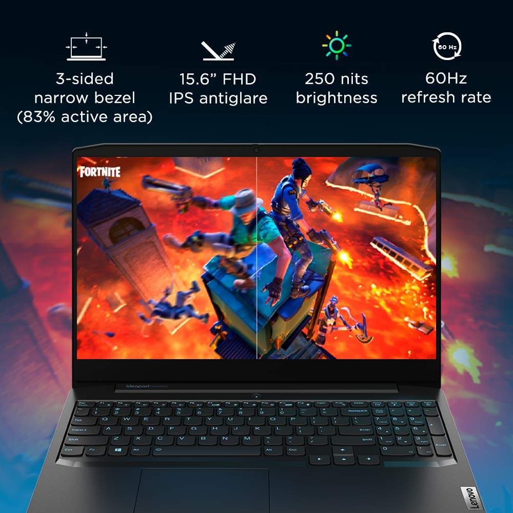 Lenovo IdeaPad Gaming 3 AMD Ryzen 5 4600H 15.6" (39.62cms) Full HD IPS Gaming Laptop (8GB/512GB SSD/Windows 10/NVIDIA GTX 1650Ti 4GB GDDR6 Graphics/Onyx Black/2.2Kg), 82EY00L4IN - Image 3