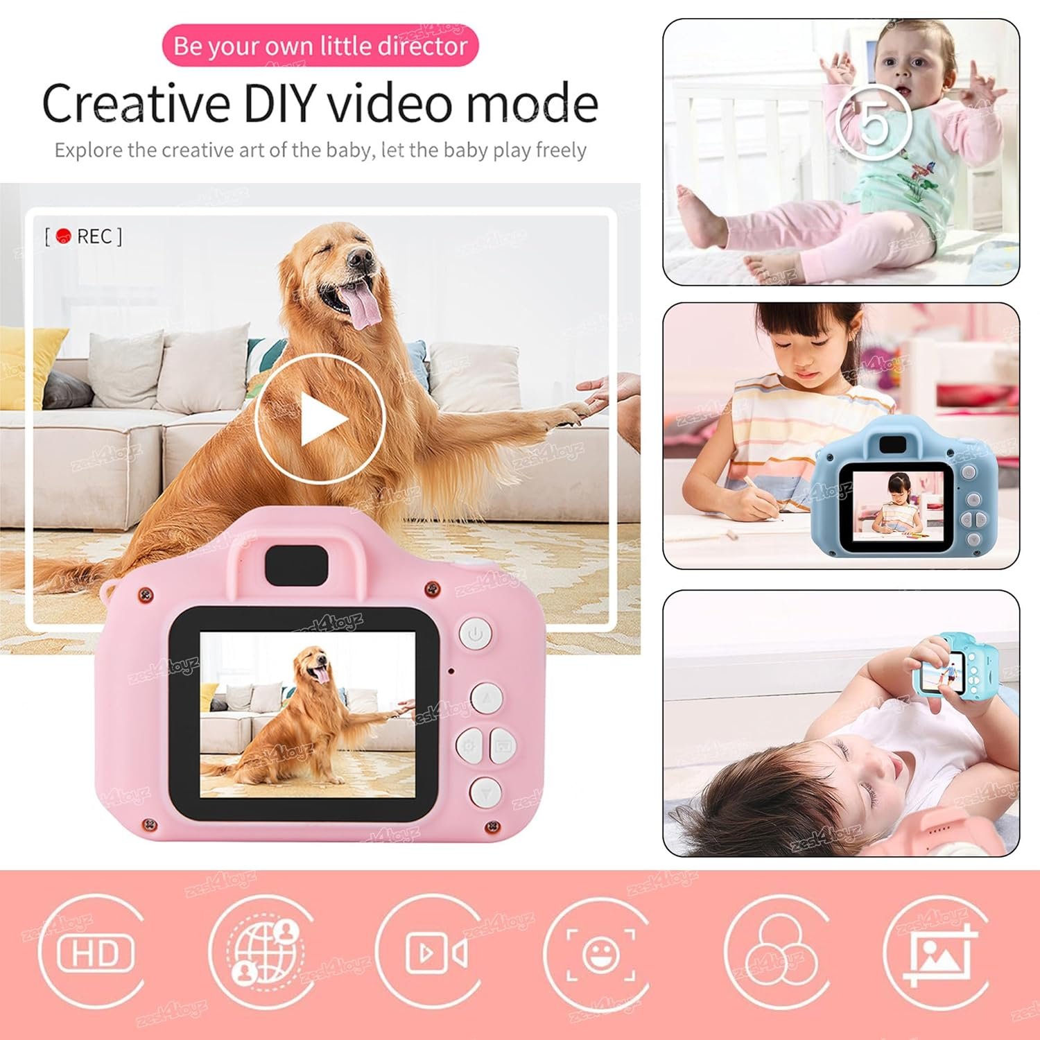 Zest 4 Toyz Digital Camera for Kids Camera for Photos and Videos Mini Camera for Photography USB Rechargeable with 2 Inch Screen HD Capture Expandable Memory Gift for Kids - Multicolor - Image 4