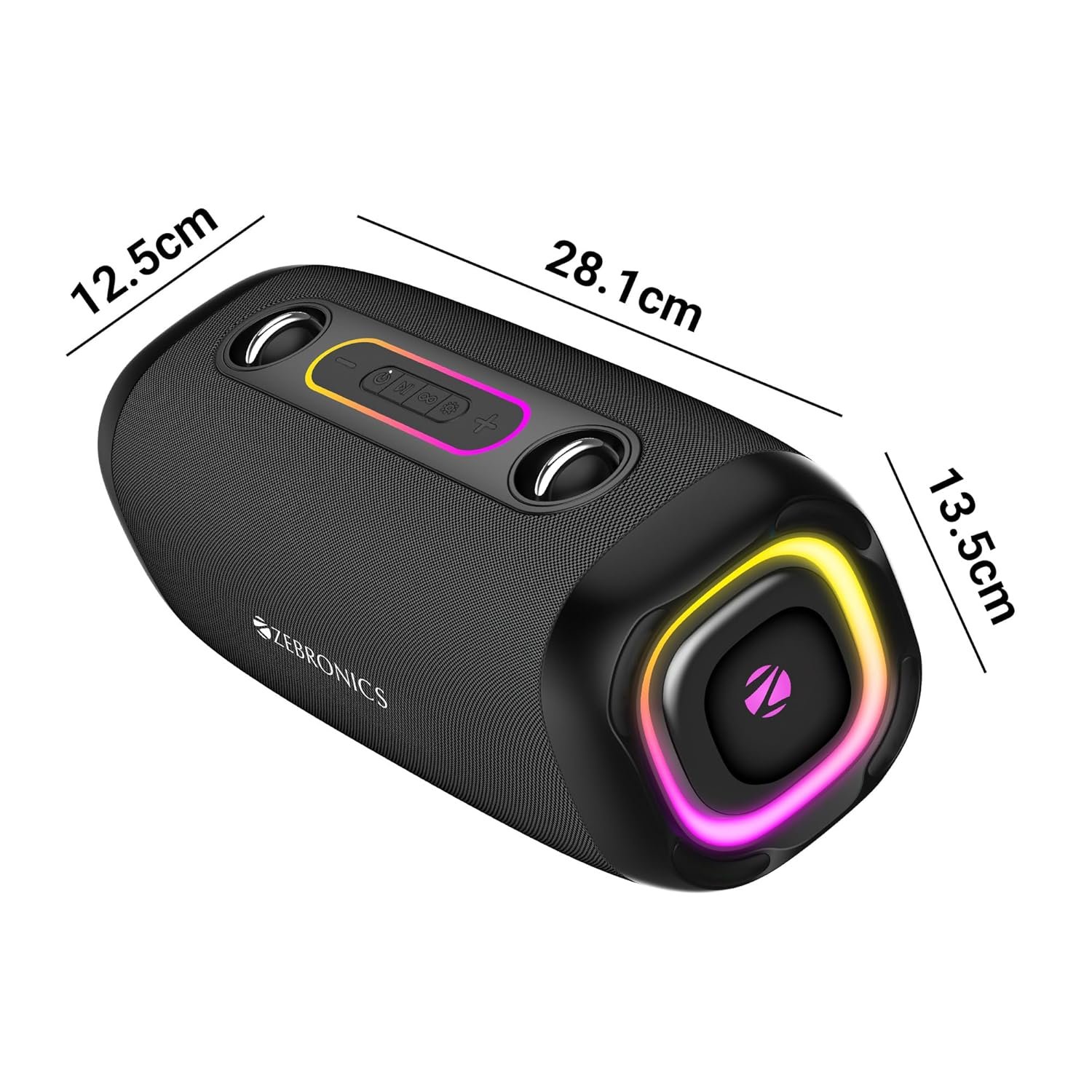 ZEBRONICS Sound Feast 85, Portable Bluetooth Speaker, 30 Watts, Upto 7 Hours Playback, Dual Passive Radiator, BTv5.3 | TWS | USB, RGB LED, Call Function, Carry Strap, Deep Bass (Black) - Image 8