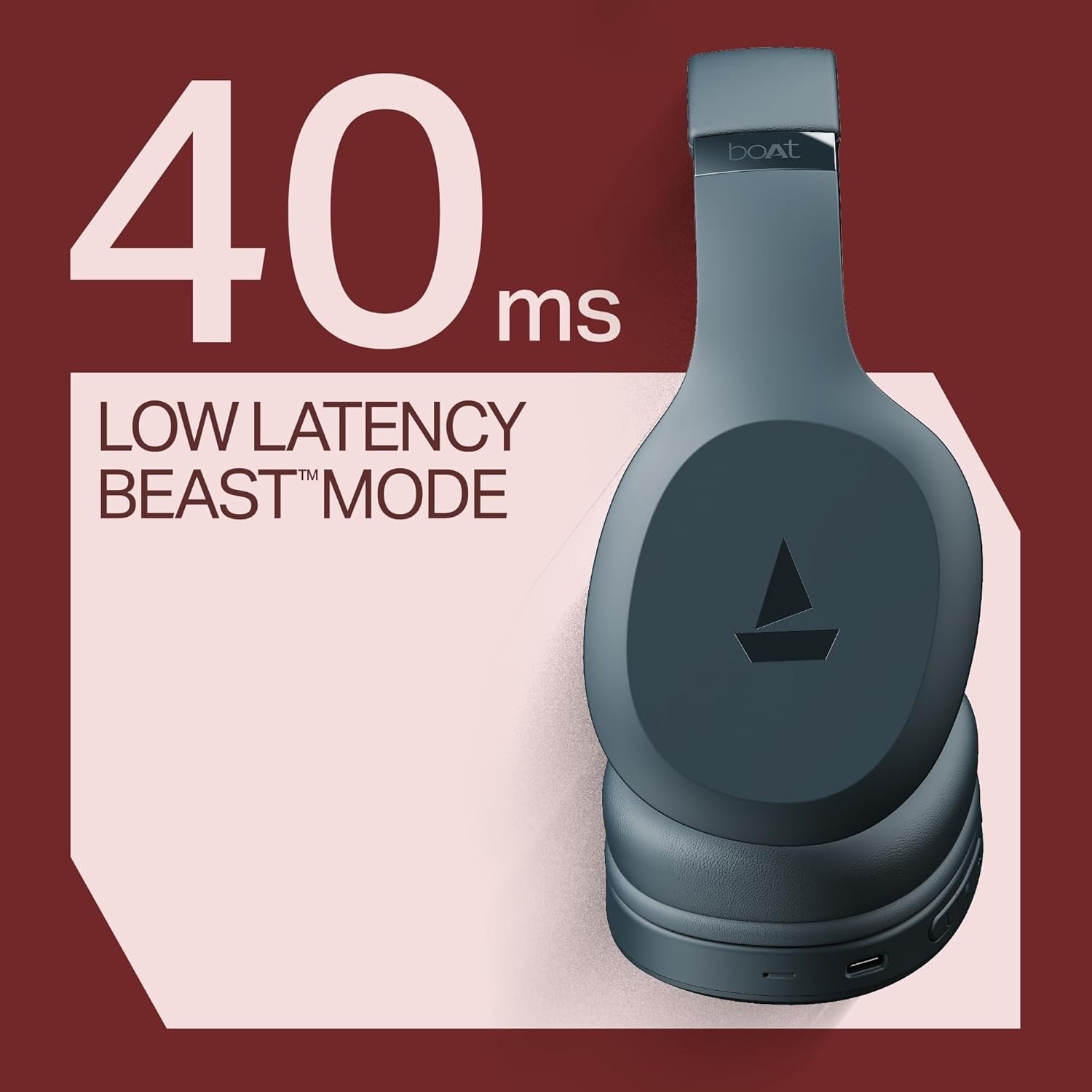 boAt 2025 Launch Rockerz 412, 60H Battery, 40Mm Drivers, 40Ms Low Latency, ENx Tech, Stream Ad Free Music via App Support, Bluetooth Headphones, Wireless Over Ear Headphone with Mic (Bold Blue) - Image 3