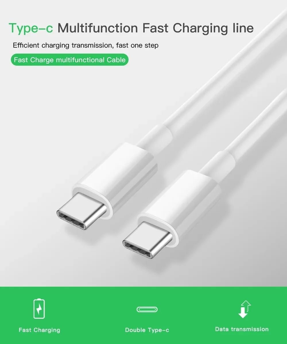 Type C to C Fast Charging USB C Cable High-Speed Data Transfer & Power Delivery, for Galaxy A06,F06,A16,M05s,A25,S25,M15,F15,A15,A14,M14,F14,M34,F34,S23 Type-C Cord, White - Image 4