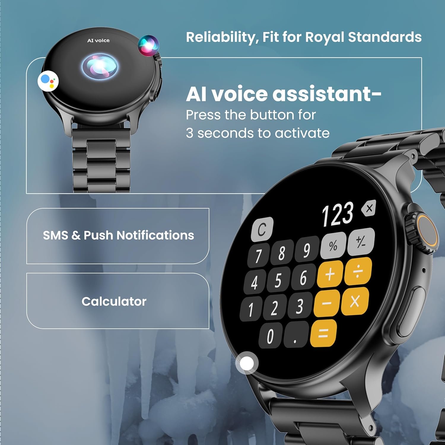 Boult GOBOULT (Formerly Newly Launched Crown R Pro Smart Watch 1.43''HD AMOLED, Working Crown, Zinc Alloy Frame,600Nits Brightness, AI Voice Assistant, SpO2 Monitoring, 120+ Sports Mode(Metal Black) - Image 12