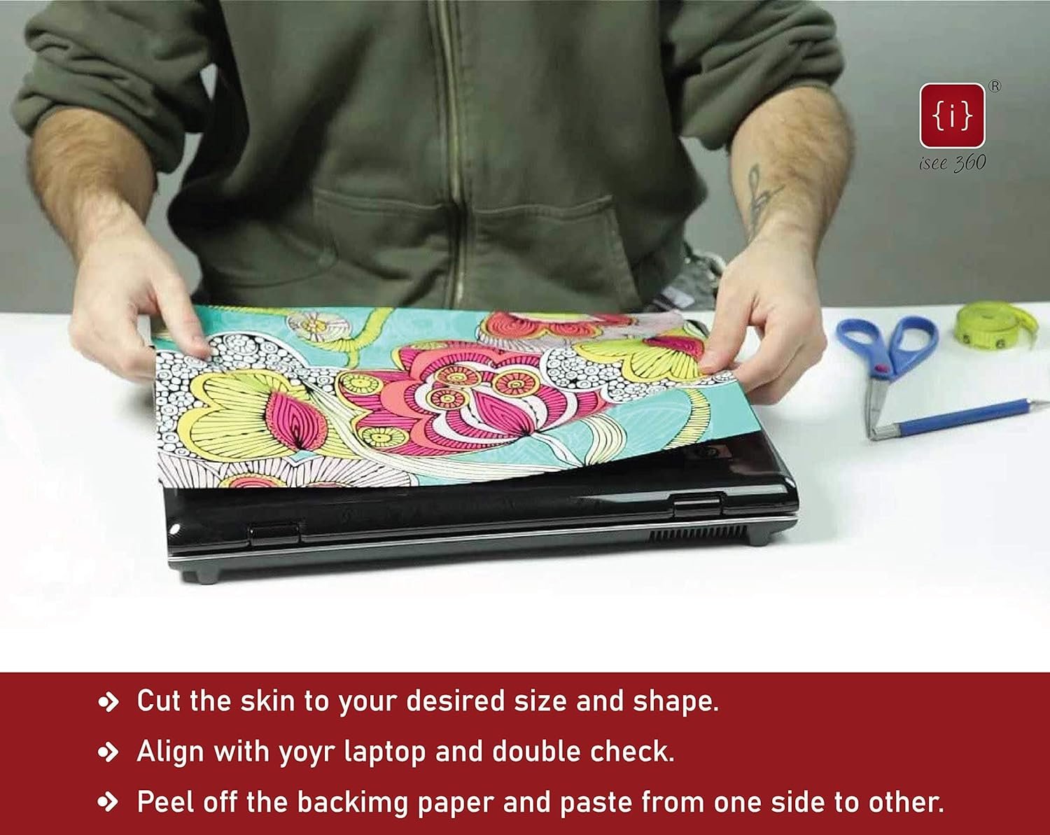 ISEE 360® Laptop Skin 14 inch PVC Vinyl Laminated Sticker Multicolored Hd Creative Cover Dc2025 - Image 3