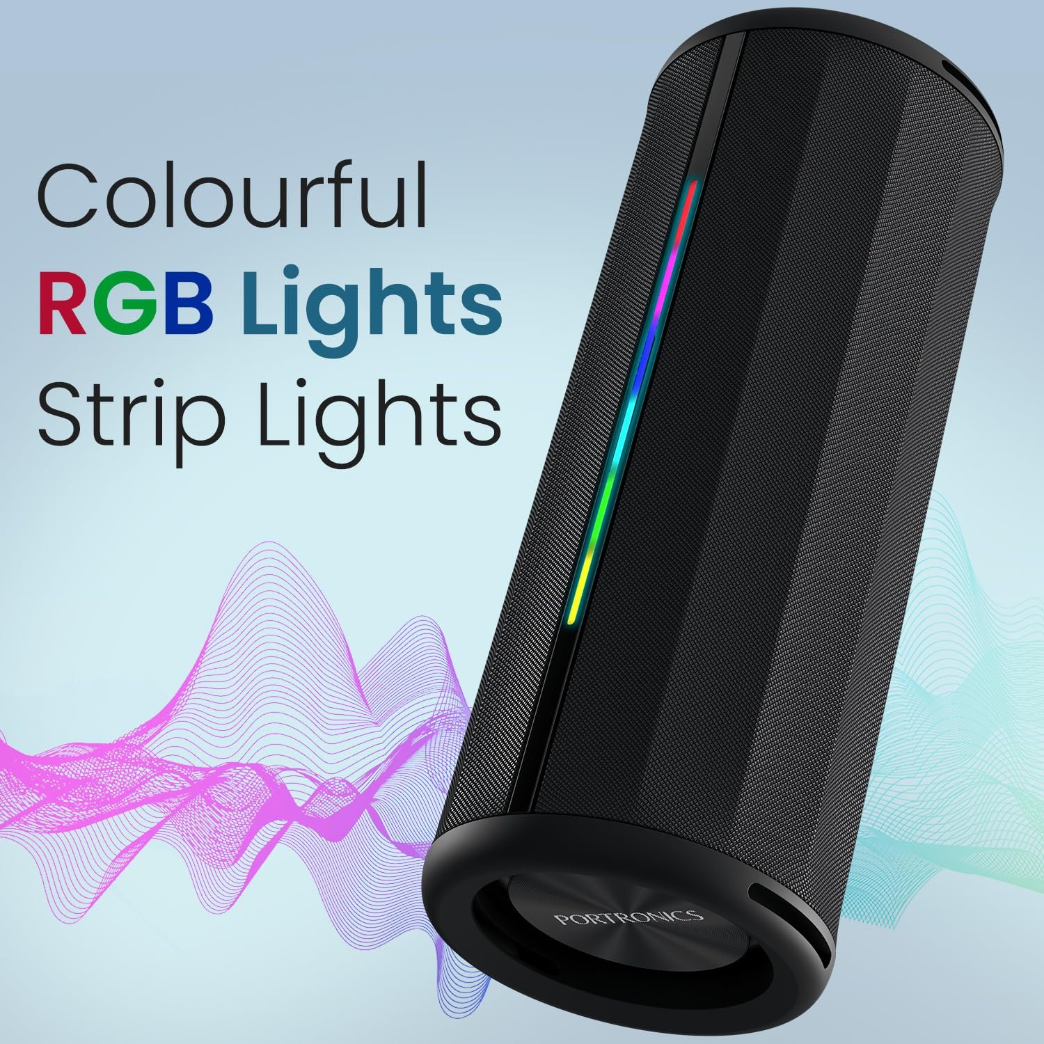 Portronics Nova 40W Portable Bluetooth Speaker with Dual Passive Radiator, Upto 5 Hours Playtime, RGB LED Lights, Bluetooth 5.3V, TWS Mode, Handsfree Calling, USB/AUX in Port, Type C Charging(Black) - Image 4