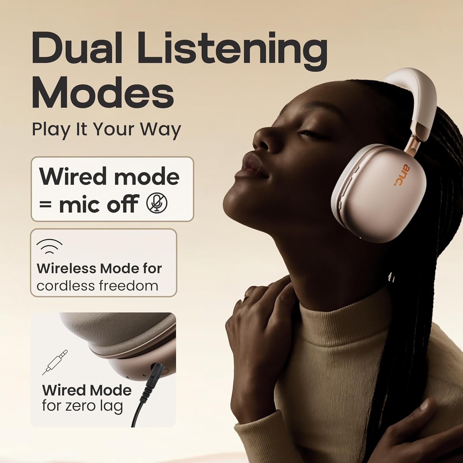 Newly Launched Fluid X Pro Ear Bluetooth Headphones with 70H Playtime, 40mm Bass Drivers, Zen™ ENC Mic, Type-C Fast Charging, 4 EQ Modes, AUX, IPX5 Wireless Headphones(Black) - Image 14