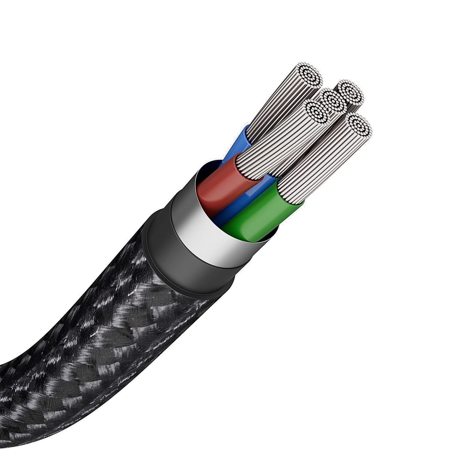 amazon basics Braided 3A Usb A To Usb Type C Fast Charging Usb Cable For Smartphone (Black, White 1.2M) - Image 3