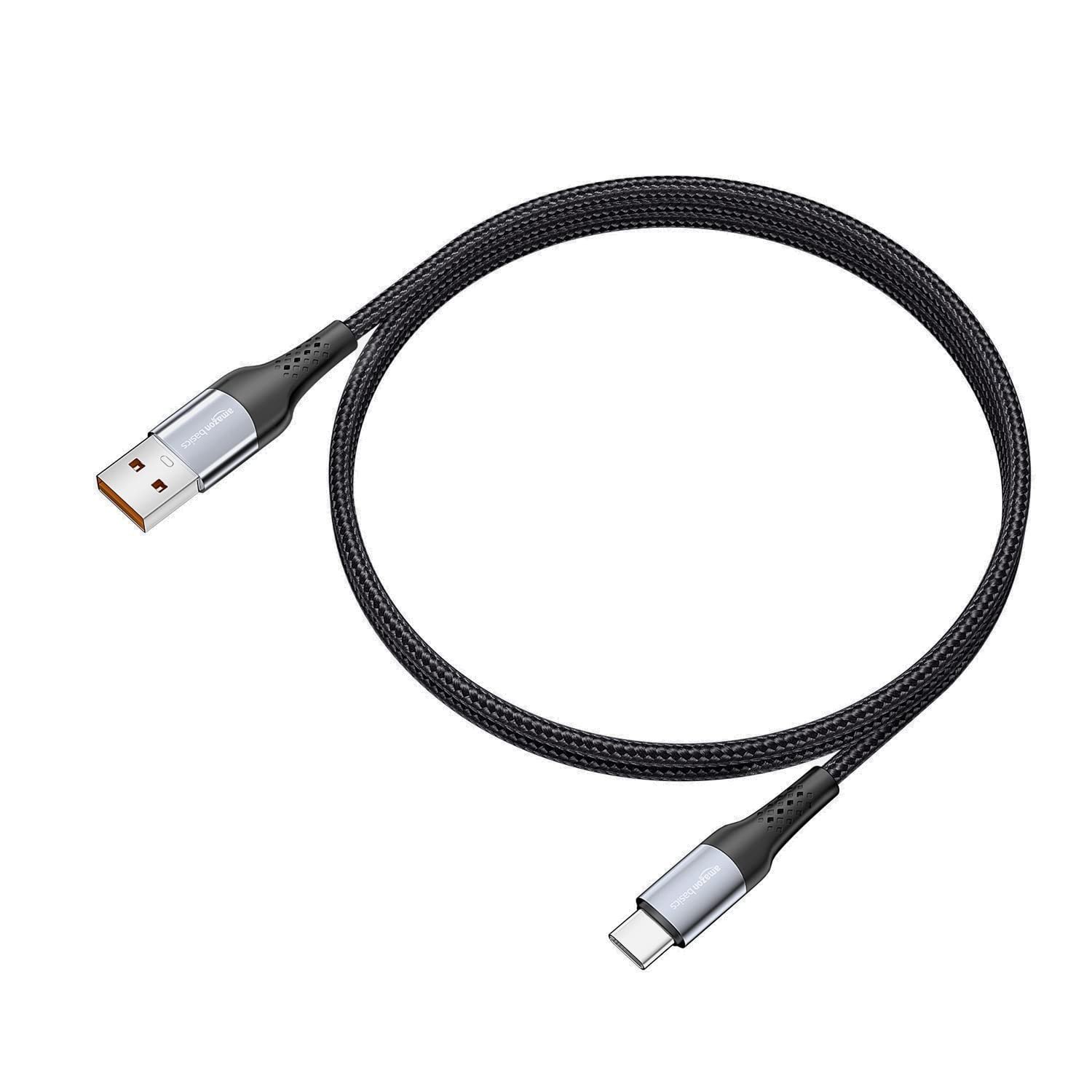 amazon basics Braided 3A Usb A To Usb Type C Fast Charging Usb Cable For Smartphone (Black, White 1.2M) - Image 6