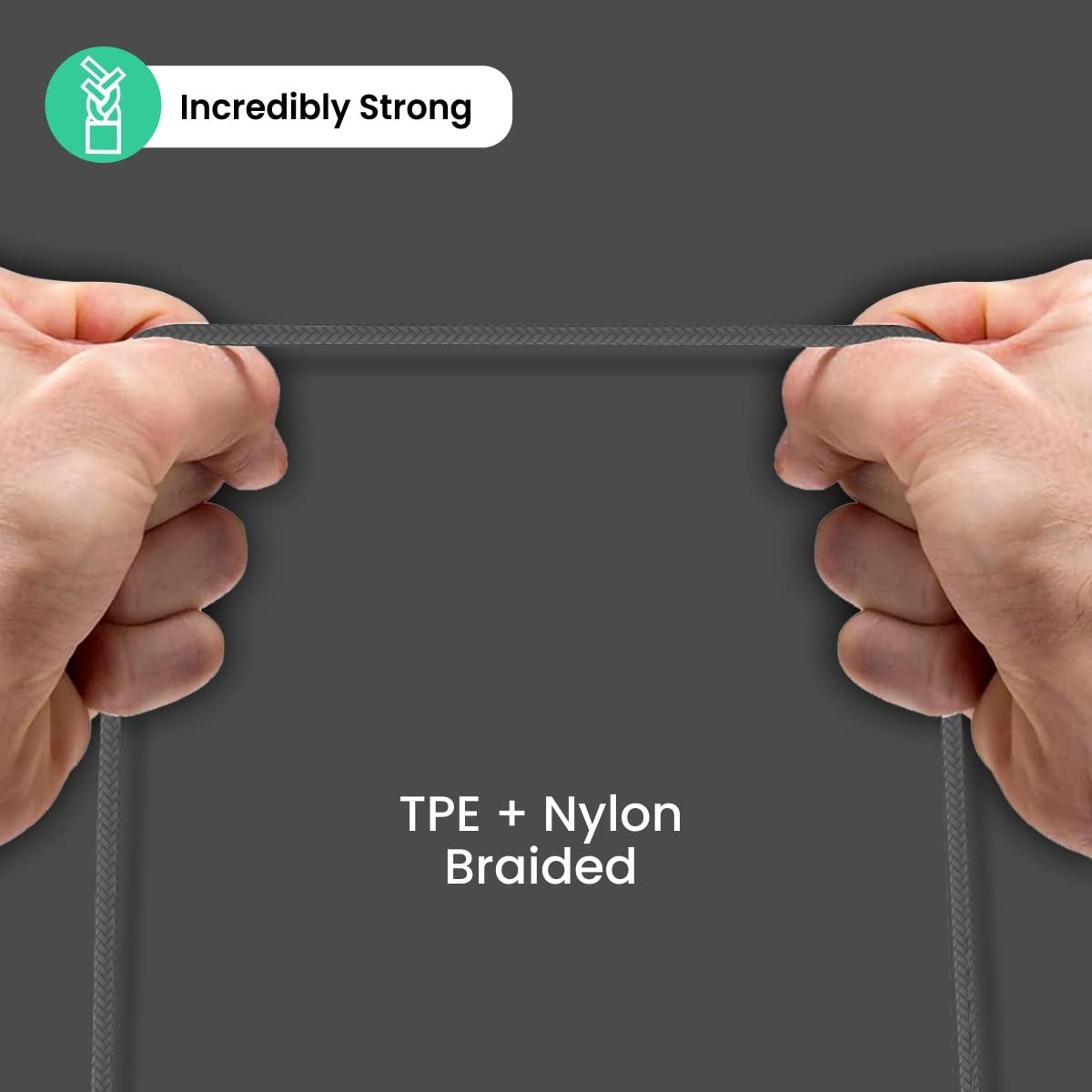 Portronics Konnect L 60W PD Type C to Type C Mobile Charging Cable, 1.2M, Fast Data Sync, Tangle Resistant, TPE+Nylon Braided(Grey) - Image 3