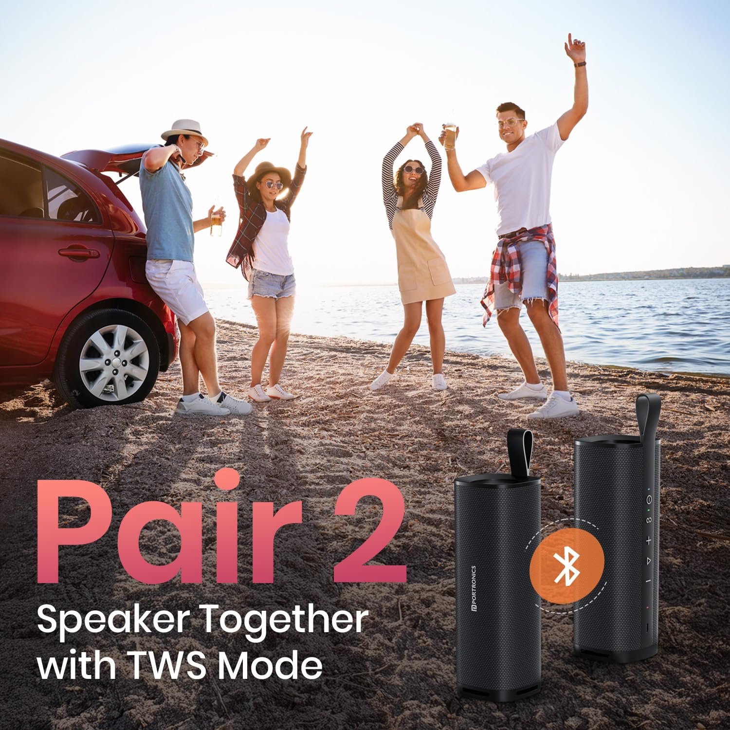 Portronics Fynix 30W HD Sound Portable Bluetooth Speaker with Dual Passive Radiator, 360° Surround Sound, Upto 6 Hours, Handsfree Calling, TWS Pairing, Bluetooth 5.3V, Type C Charging(Black) - Image 6