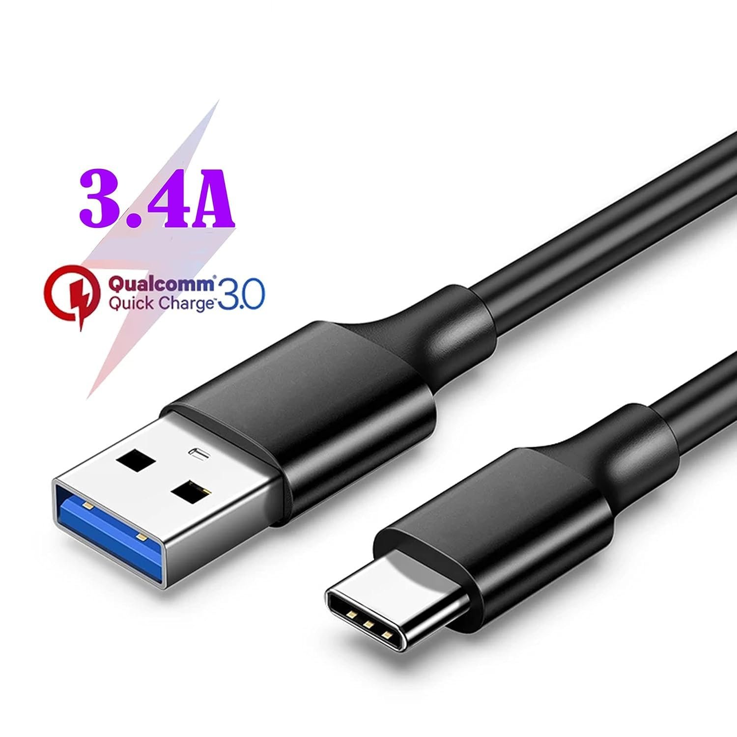Type C Cable 3A Fast Charging 1M TPE Cable for Huawei nova 11 ProSmartphones, Tablets, Laptops & other Type C devices, 480Mbps Data Sync, Quick Charge 3.0(KD1, Black) - Image 3
