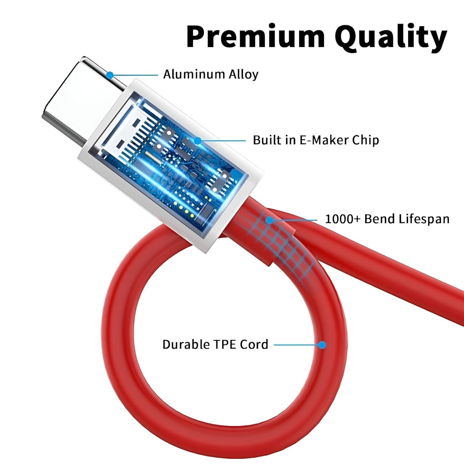 65W Type-C to Type-C Fast Charging Cable for Huawei nova 11 ProSmartphones, Tablets, Laptops & Other Type C Devices, PD Technology, 480Mbps Data Sync, 1M(KF1, White) - Image 8