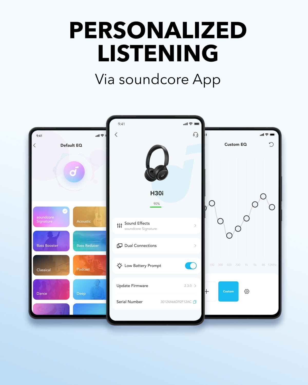 soundcore by Anker H30i Wireless On-Ear Headphones, Foldable Design, Pure Bass, 70H Playtime, Bluetooth 5.3, Lightweight and Comfortable, App Connectivity, Multipoint Connection (Black) - Image 8