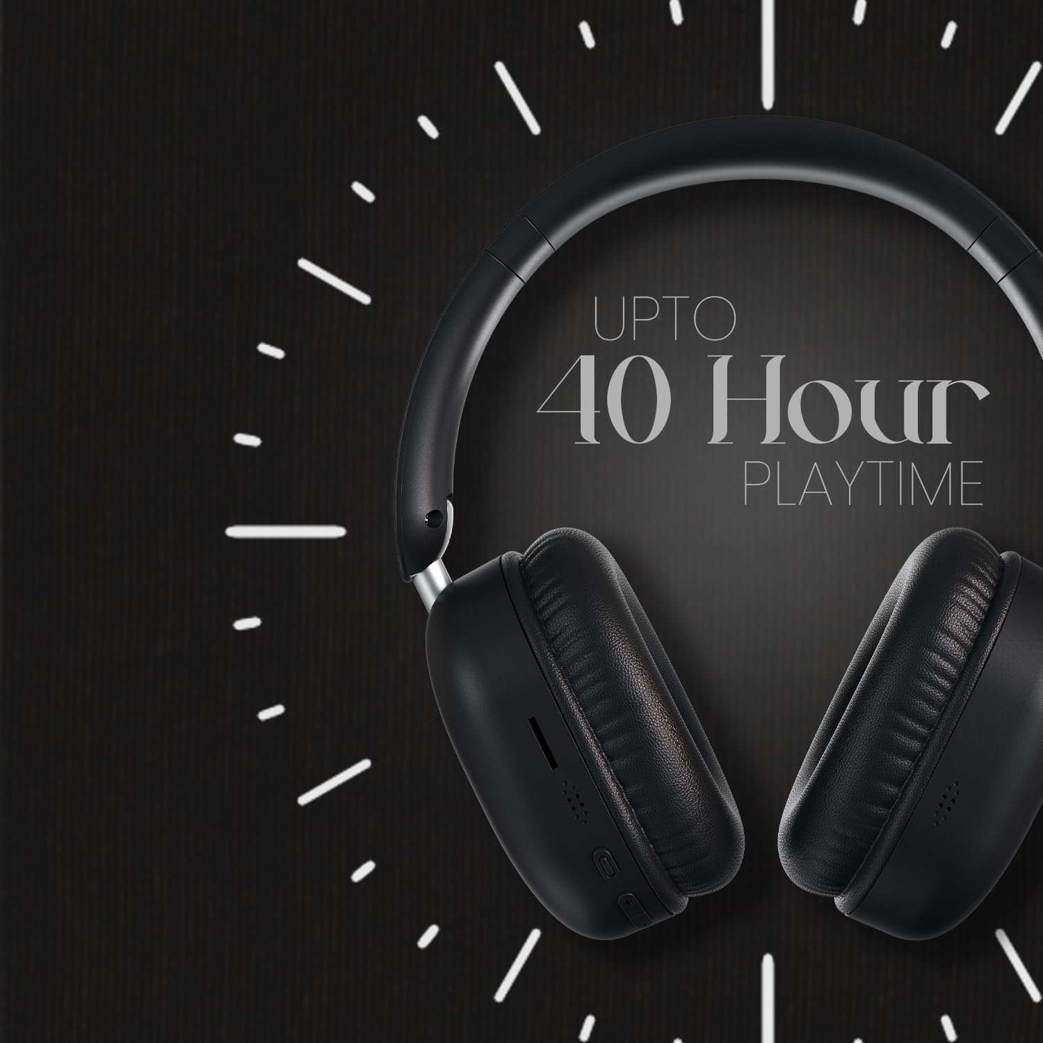 Portronics Muffs M6 Over Ear Wireless Bluetooth Headphone with Upto 40 Hours Playtime, Dual Pairing, 40mm Driver, HD Mic, Bluetooth 5.4V, Foldable Design, Type C Fast Charging (Black) - Image 3