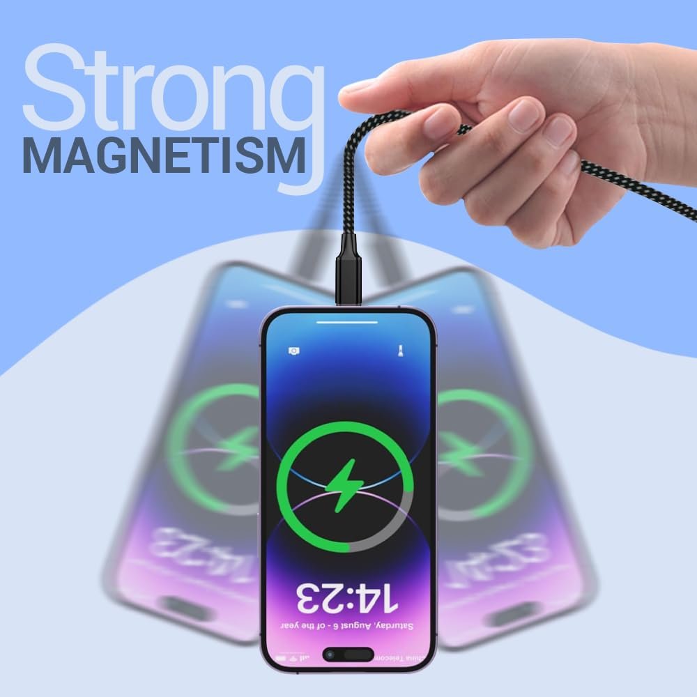 UNIGEN USB Type C to USB C Cable Fast Charging Cord, On The Go Magnetic Charging Cable for Car, Compatible with iPhone 16 Pro Max, 15, Galaxy S21 S20 Ultra, Up to 60W 3.9FT/1.2M - Image 8