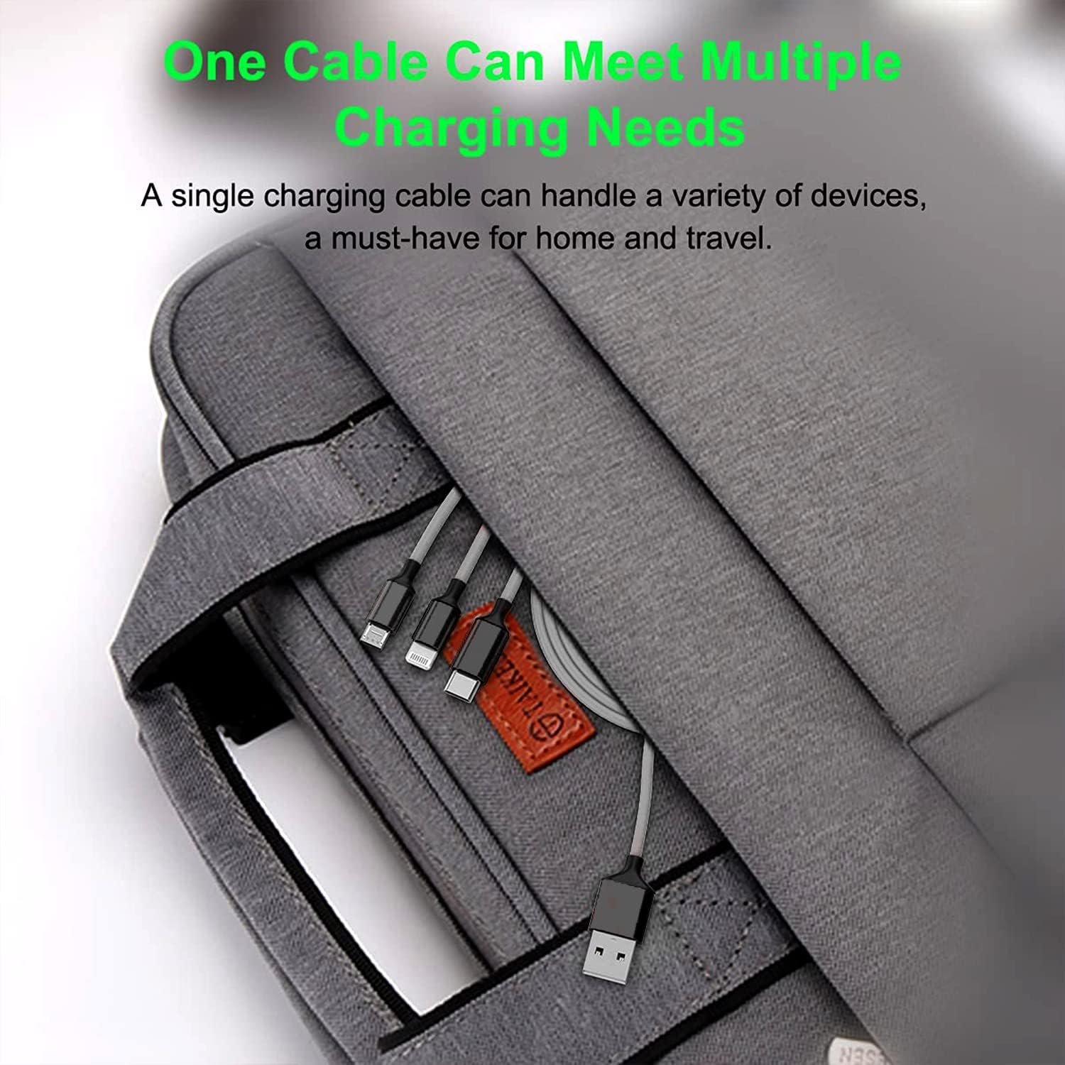 BESTOR® 3-in-1 Multi Charging Cable – Nylon Braided Fast Charging Cable for Android, iOS, Type-C Devices – Compatible with Smartphones & Tablets (Black) - Image 7