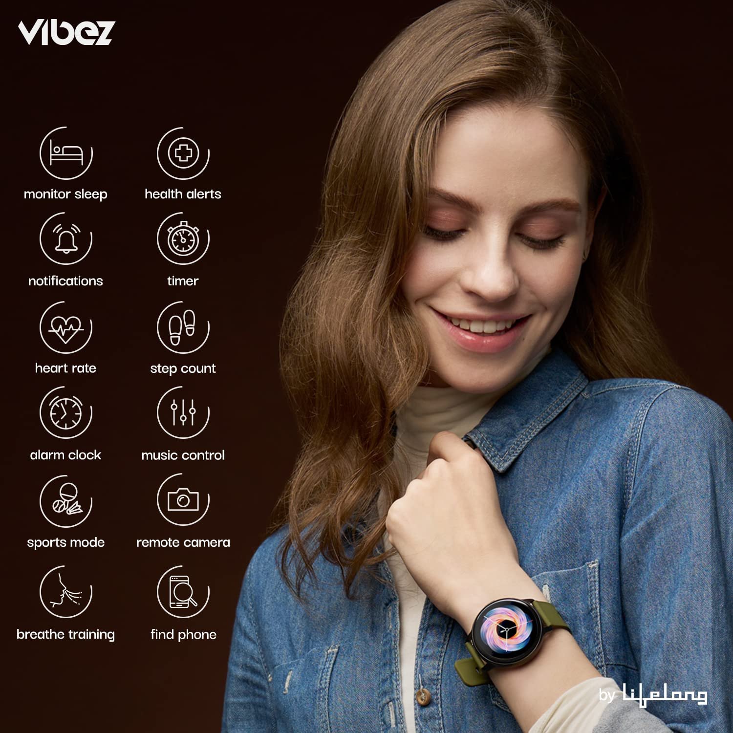 Vibez by Lifelong Emerald Men Smartwatch with Bluetooth Calling|Multiple Straps (VBSWM189, 1 Year Manufacturer Warranty, Black) - Image 7