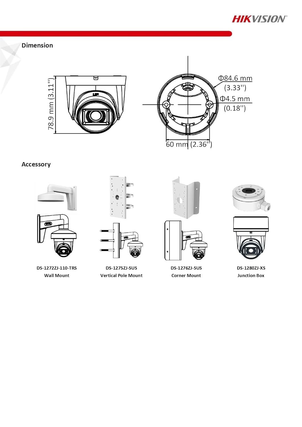 HIKVISION 2Mp Indoor Wired Color Camera for Dvr Ds-2Ce5Ad0T-Itp Eco Bnc/Dc, White - 1080P - Image 3