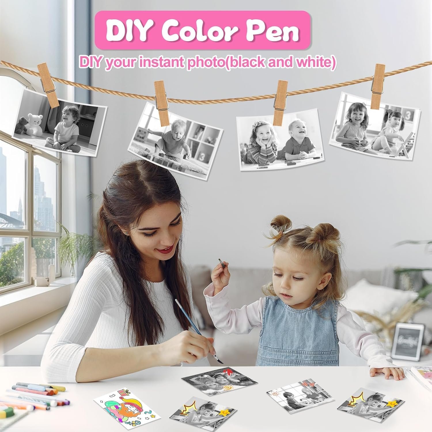 Cason Instant Camera for Kids with Print,1080P HD Instant Photo Camera with Games,3 Print Rolls,Fun Filters for Creativity for 5-15 Years Kids Upto 32GB (Panda) - Image 4