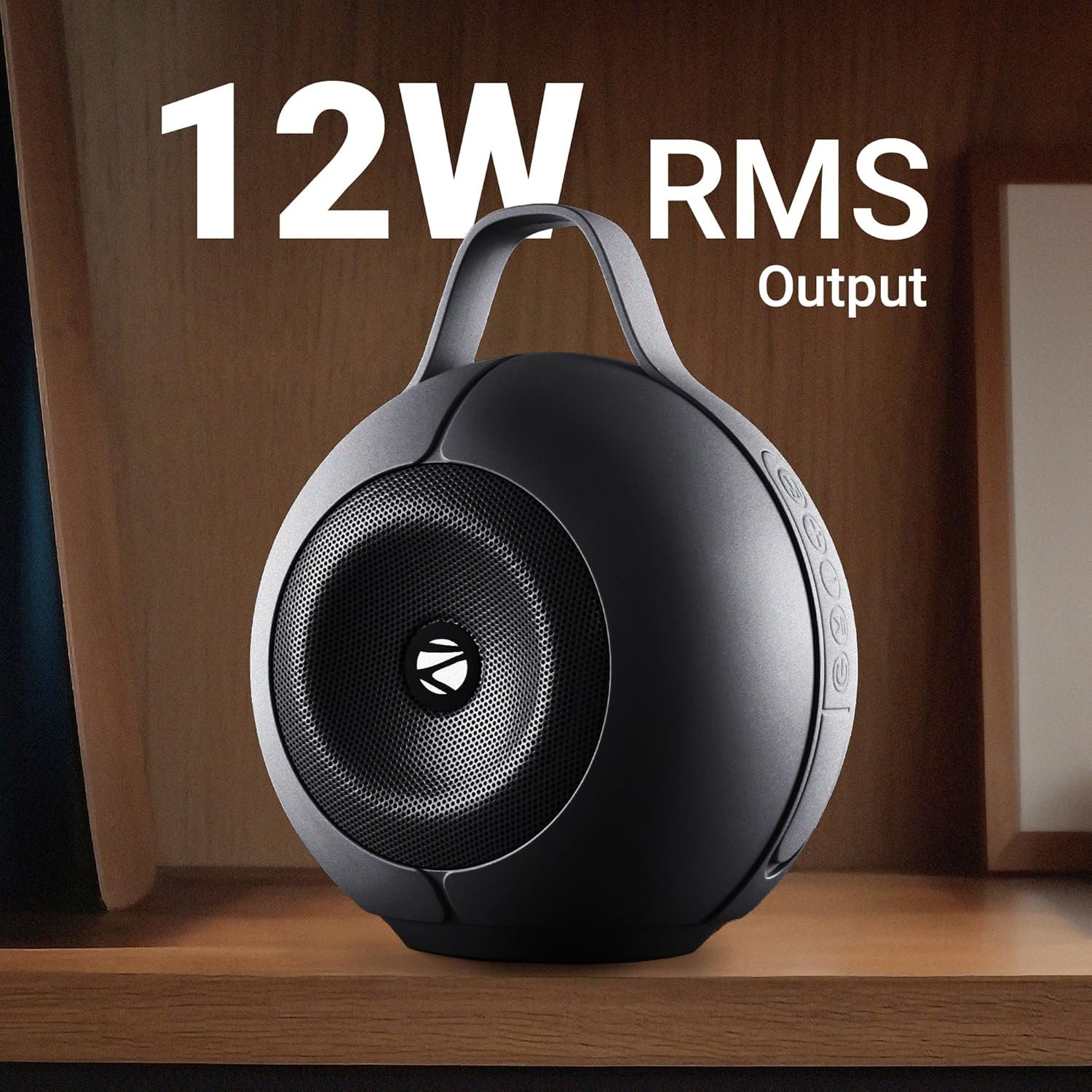 ZEBRONICS Sound POD 30 Portable Bluetooth Speaker, 12 Watts, Upto 8 Hours Playback, Passive Radiator, BTv5.3 | mSD | TWS | Splash Proof, RGB LED, Carry Handle, Deep Bass (Black) - Image 3