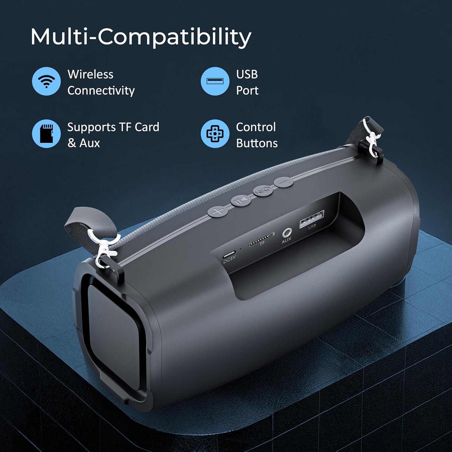 UBON Shahenshah SP-65, 20 watt Portable Bluetooth Speaker, 10 Hours Long Playtime, RGB Lights, Multiple Connectivity Wireless Party Speaker (Black) - Image 3