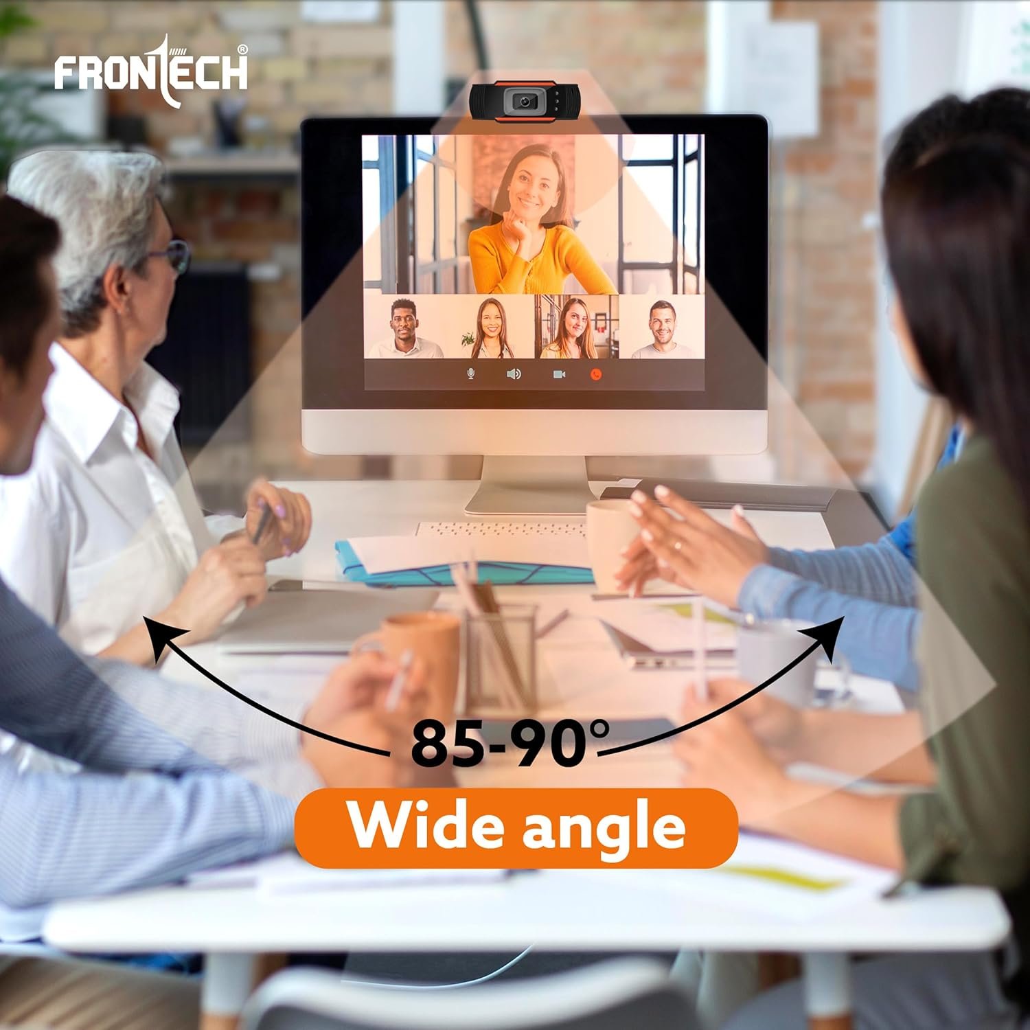 FRONTECH Webcam 2255 - HD 720p, Driverless DSP Chip, 4X Digital Zoom - Crystal Clear Video Calls CMOS Sensor|Built-in Mic| LED Lights, 30 FPS, Plug and Play USB Interface, Auto White Balance - Image 3