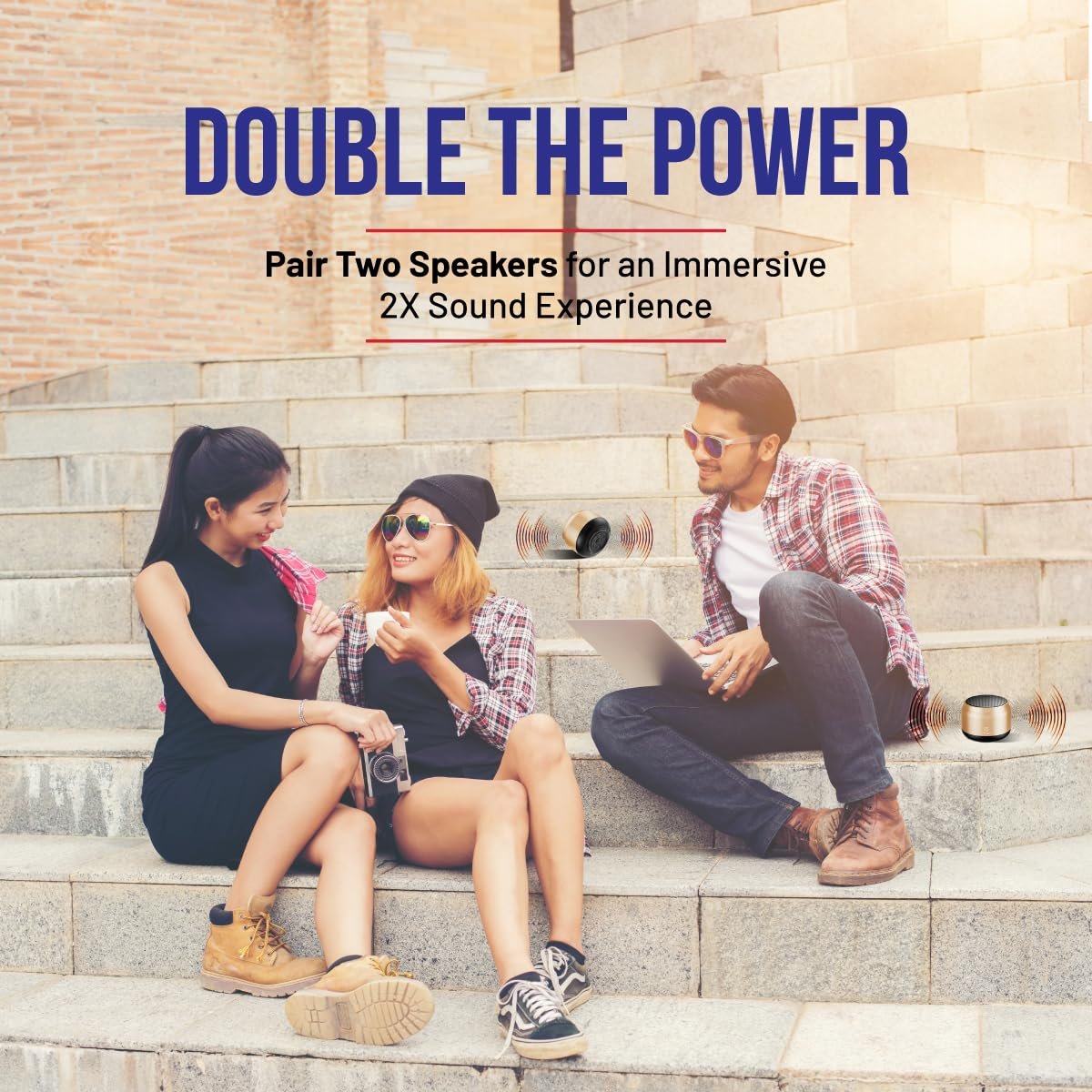 pTron Musicbot Lite 6W Bluetooth Speaker with 8 Hrs Playtime, 2.04" Neo Driver for Pristine Sound, Mini Size Portable Speaker, BTv5.1 Connectivity, TWS Feature & Type C Charging (Gold) - Image 3