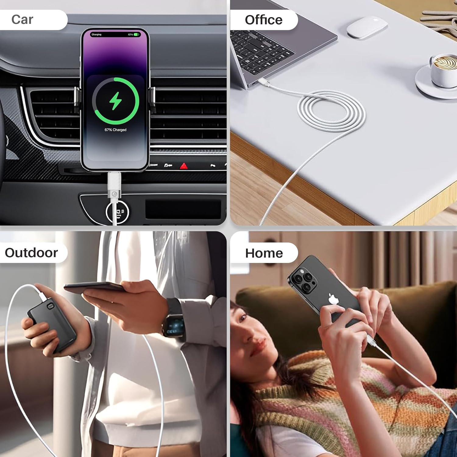 100W Type C to Type C Cable, PD Fast Charging Cord, 480Mbps Data Sync| Nylon Braided Cable for Smartphone Tablet iPhone iPad Laptop MacBook Samsung S25/S24/Flip Other Type C Device (1.2M) - Image 6