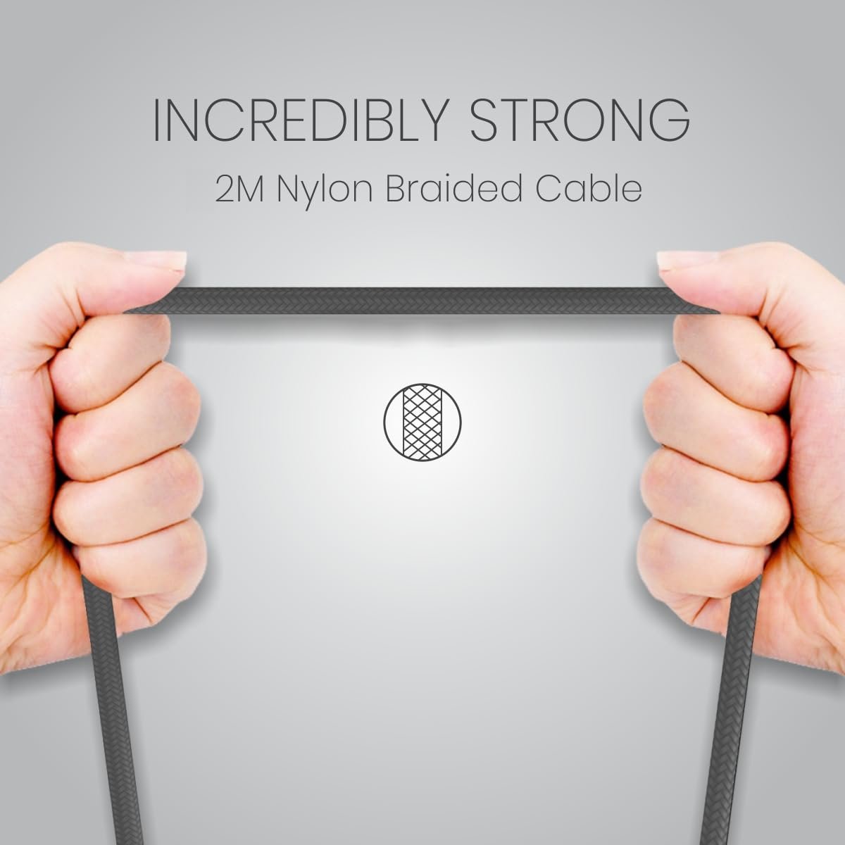 Portronics Konnect L Fast Charging 3A Type-C Cable 2 Meter with Charge & Sync Function for All Type-C Devices (Grey) - Image 3