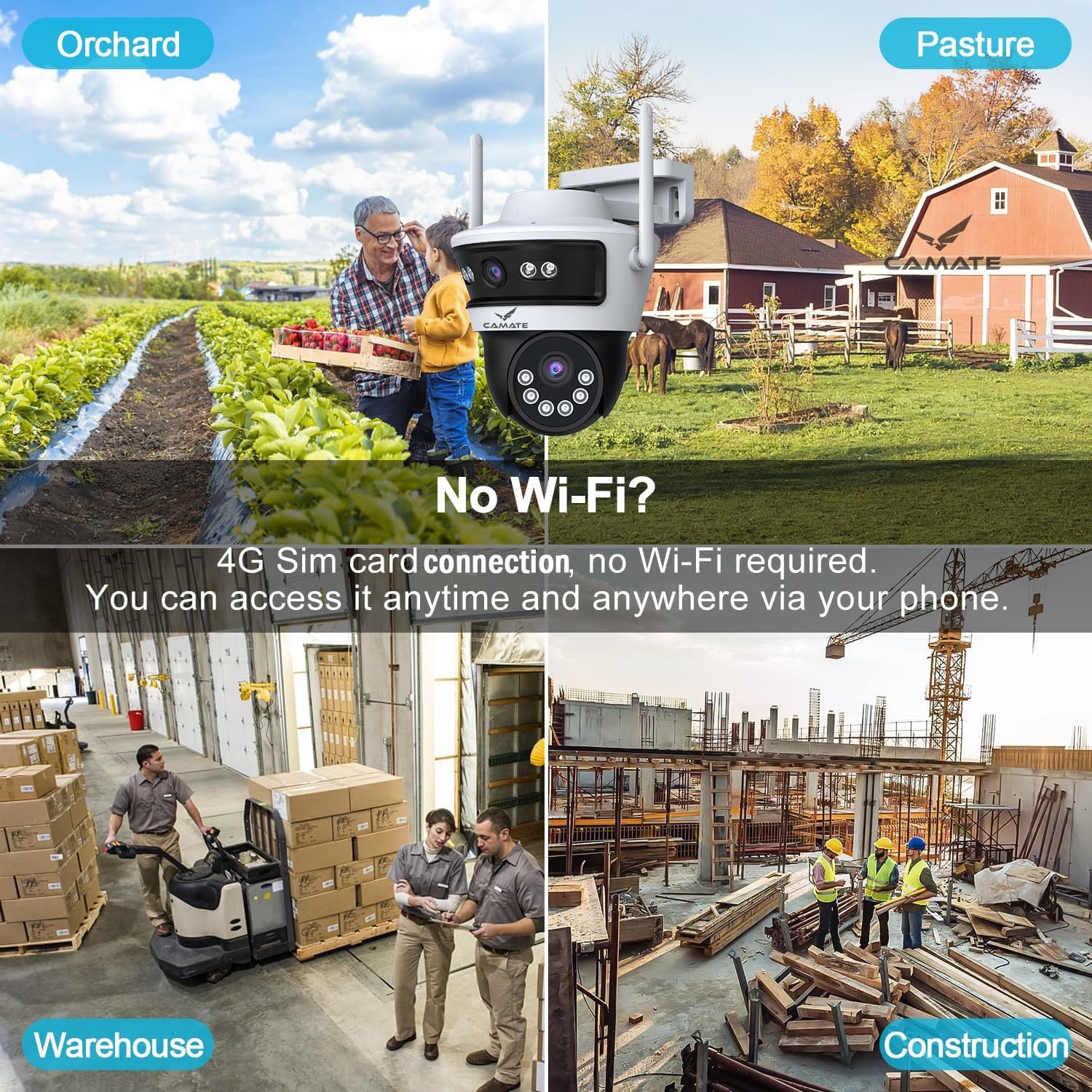 Camate Astro Duo 3MP+3MP (4G Sim Based) PTZ Wireless Outdoor CCTV Camera | Colored Night Vision, Weather Proof, 2 Way Talk, Motion Track & Detect, Supports SD Card Upto 256 GB (Astro Duo 4G) - Image 9