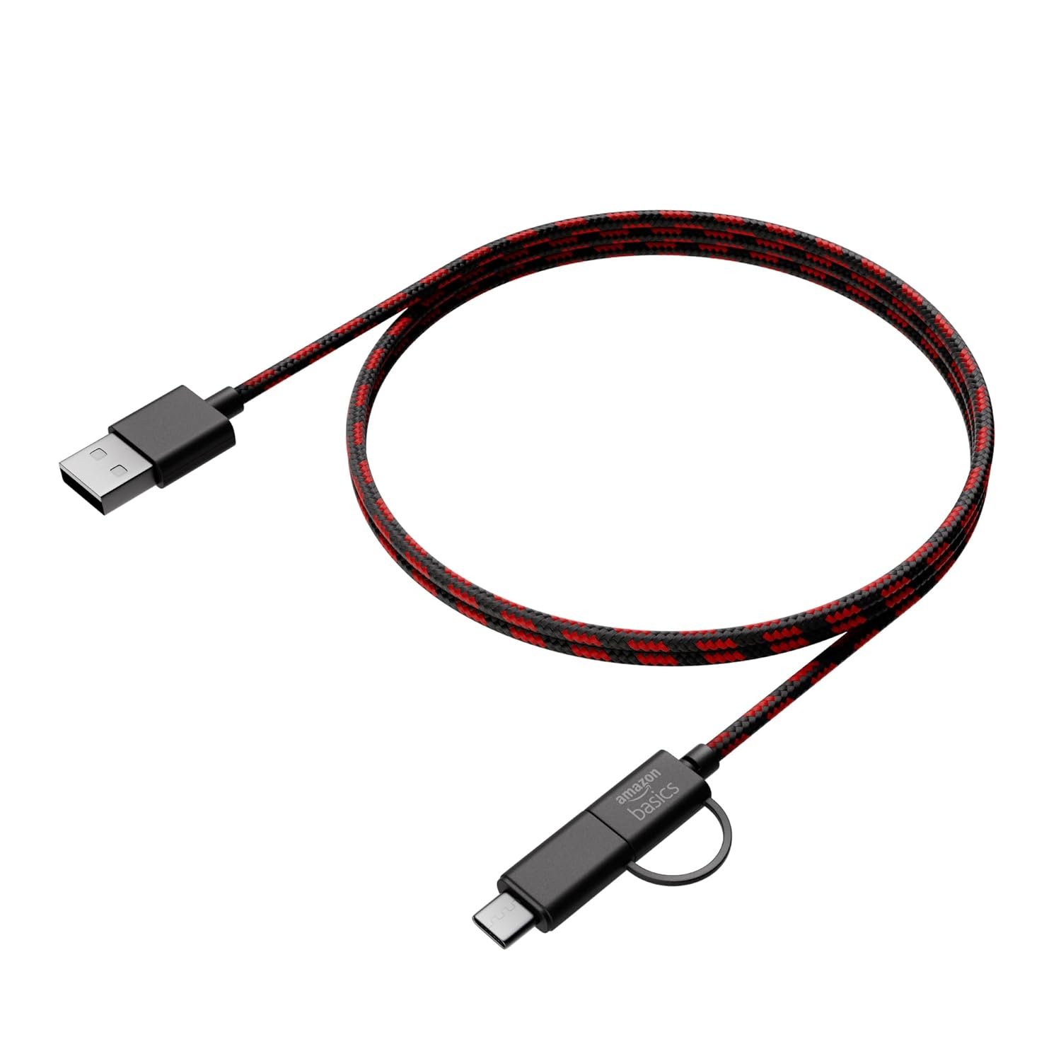 amazon basics 2-in-1 Type-C and Micro USB Braided Cable | 3A/18W Fast Charging & 480 Mbps Data Transfer | 1.2m, Tangle Free Cable - Image 5