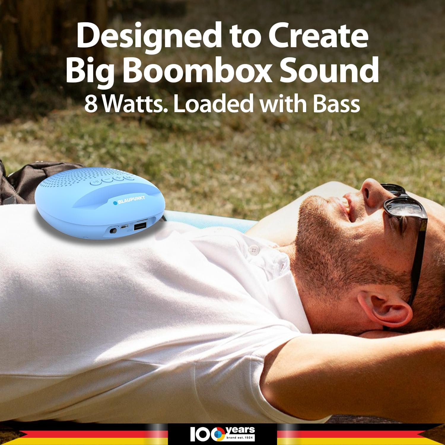 Blaupunkt BT03.5 Portable Pocket Friendly Bluetooth Speaker I Deep Bass I Built-in Mobile Stand I TWS Function I Built-in mic for Phone Calls/Work from Home I Outdoor Ready (Light Blue) - Image 3