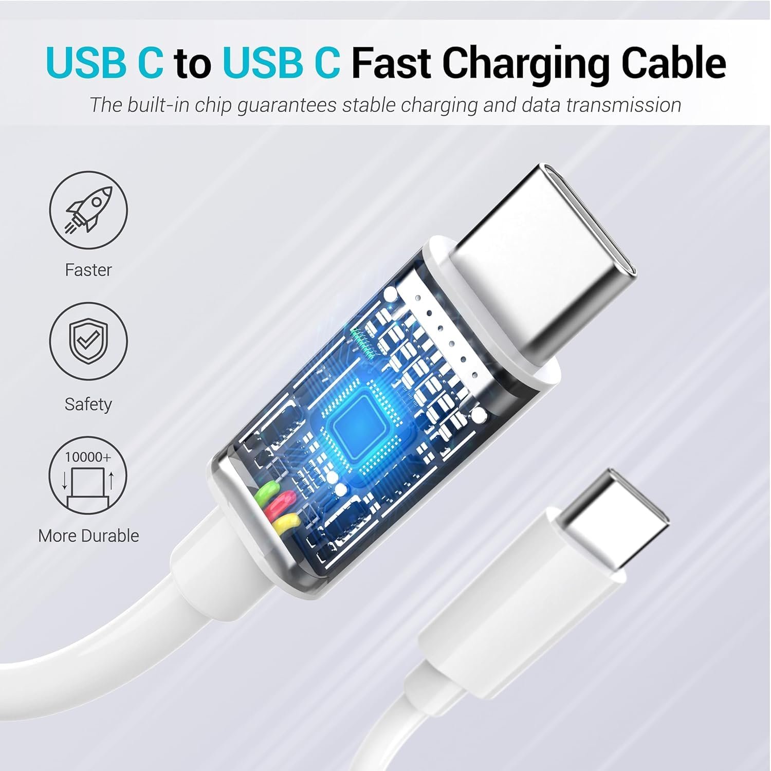 Original Type C 25W 100 CM Fast Charging Cable Type-C Cord Compatible with Galaxy S25,S25 Plus,A15,A14,M14,F14,M34,A34,A54,S21,S22,S23 and Other USB C Devices High-Speed & Data Transfer,White - Image 3