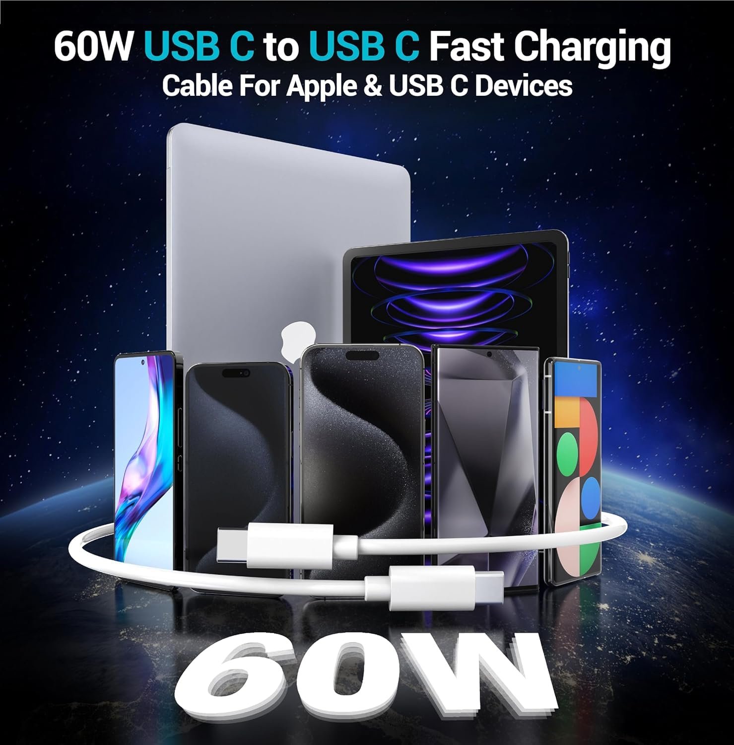 Original Type C 25W 100 CM Fast Charging Cable Type-C Cord Compatible with Galaxy S25,S25 Plus,A15,A14,M14,F14,M34,A34,A54,S21,S22,S23 and Other USB C Devices High-Speed & Data Transfer,White - Image 6