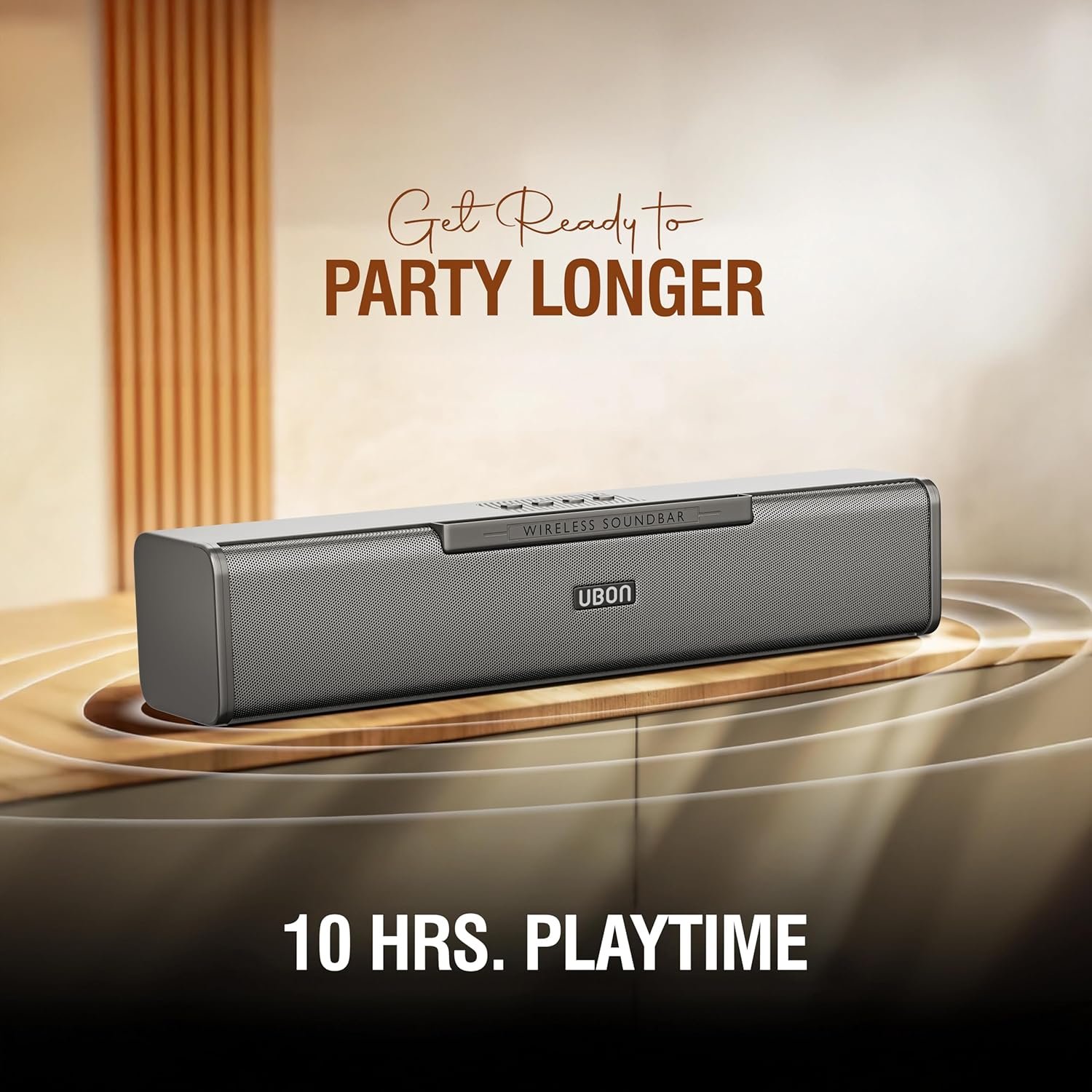 UBON Thunder SP90 Wireless Sounbar with Voice Changer Mic, 16 W Powerfull Sound Output, Built in Mobile Holder, 10HRS Playtime, Bluetooth Sound Bar, Soundbar Speaker (Black) - Image 3