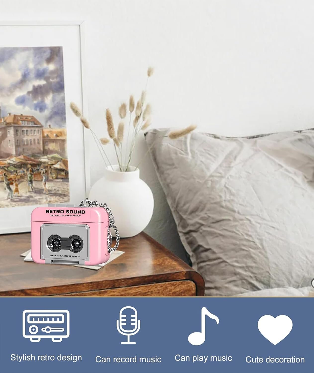 Vintage Keychain, Mini Camera Keychain, Camera Pink Retro Design with Functional Button, Collectible Miniature Photography Accessory - Image 3