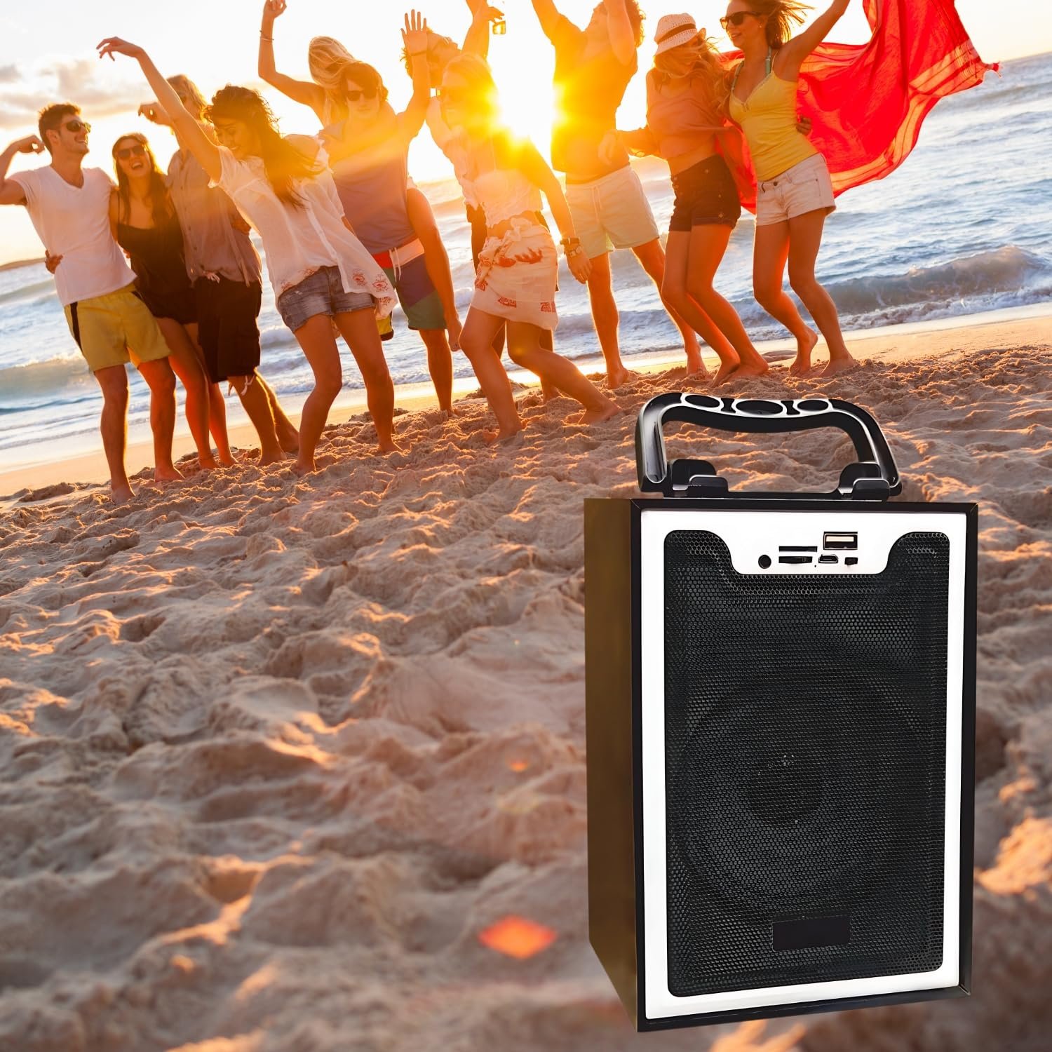 Drumstone (10 Years Warranty Portable Wooden Bluetooth Speaker 10W – Super Bass, 8H Playtime, USB/FM/AUX/SD Card – Wireless Stereo Sound for Travel, Office, Gift – Compact & Stylish Music Box - Image 3