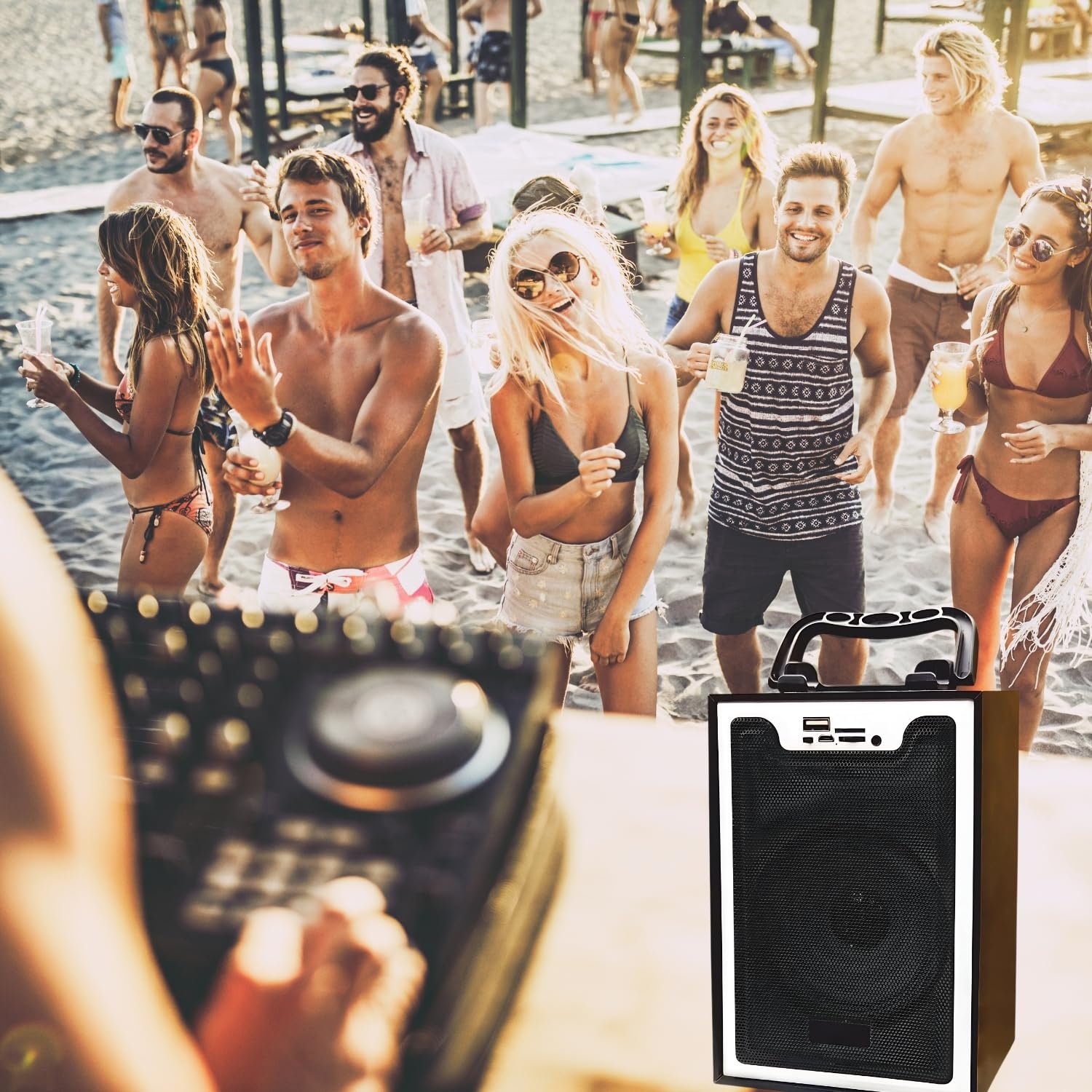 Drumstone (10 Years Warranty Portable Wooden Bluetooth Speaker 10W – Super Bass, 8H Playtime, USB/FM/AUX/SD Card – Wireless Stereo Sound for Travel, Office, Gift – Compact & Stylish Music Box - Image 4