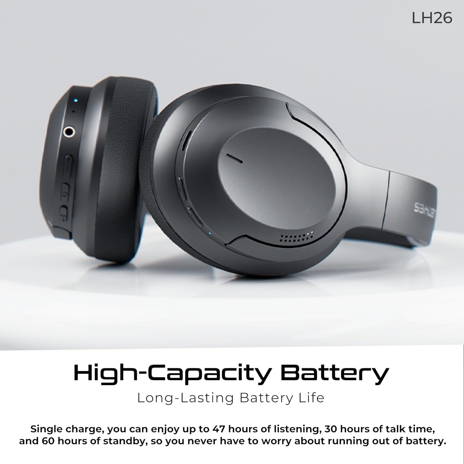 Lenyes LH26 Wireless Bluetooth Headphones | Over-Ear Headset with Mic | 40mm Drivers | ANC | Bluetooth 5.4 | 31H Playtime | Type-C Fast Charging | Foldable Design | AUX-in | App Control | Travel Case - Image 6