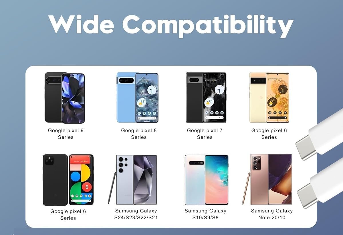 100FIT Google Pixel Original Type C to Type C Mobile Data Charging Cable for Pixel 8 Pro/8/8A/7 Pro/7/7A/6 Pro/6/6A/5/ChromeBook Laptop/Buds/and Other USB C Device Support for Nothing phone 2/1, 30W - Image 3