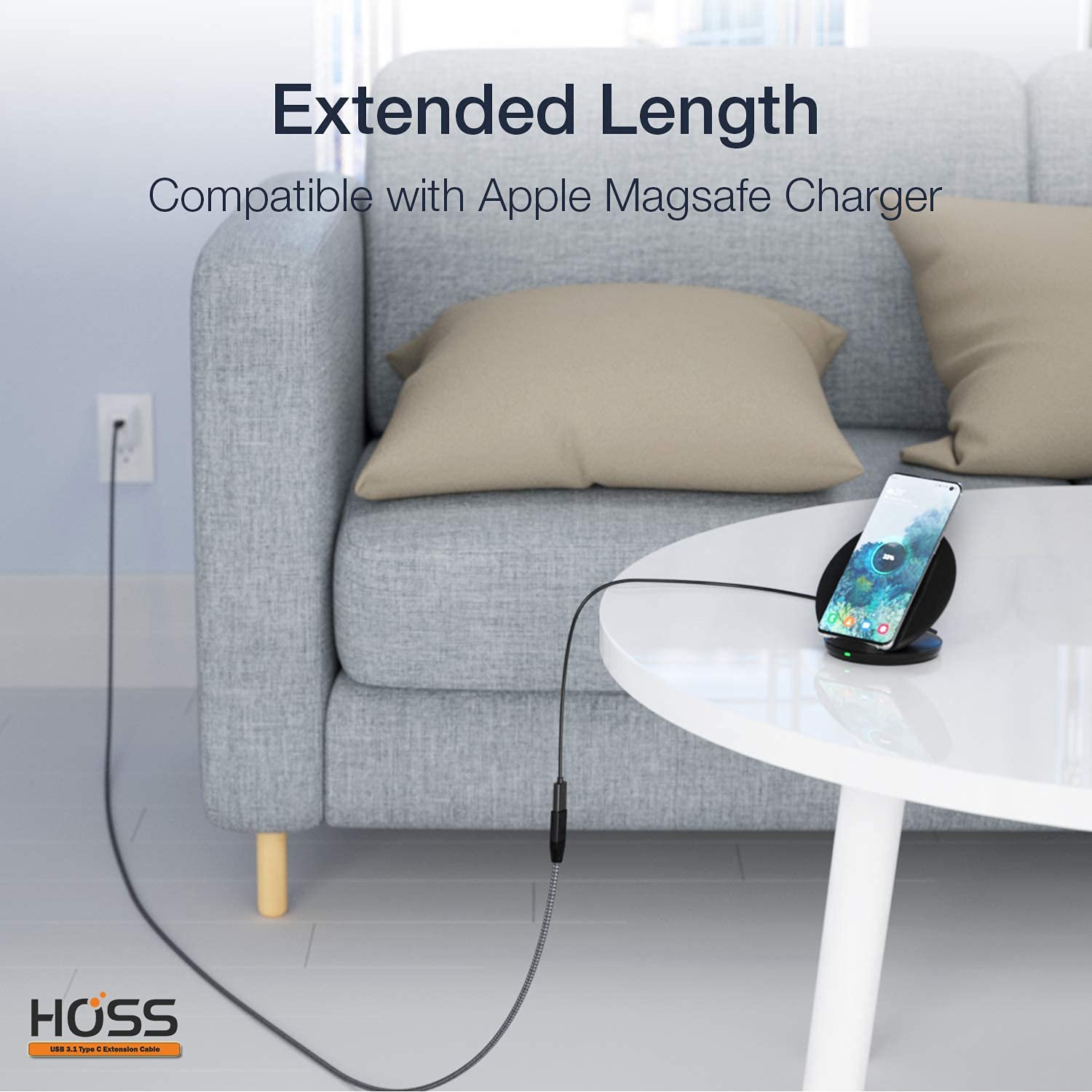 Hoss® Type C Extension Cable, USB 3.1 Gen 2 X 2 (20 Gbps) USB C Male to Female Extension Fast Charging Cable Compatible with Thunderbolt 3 MacBook Pro - 3.3 Feet (1 Meters) – (Black) - Image 10