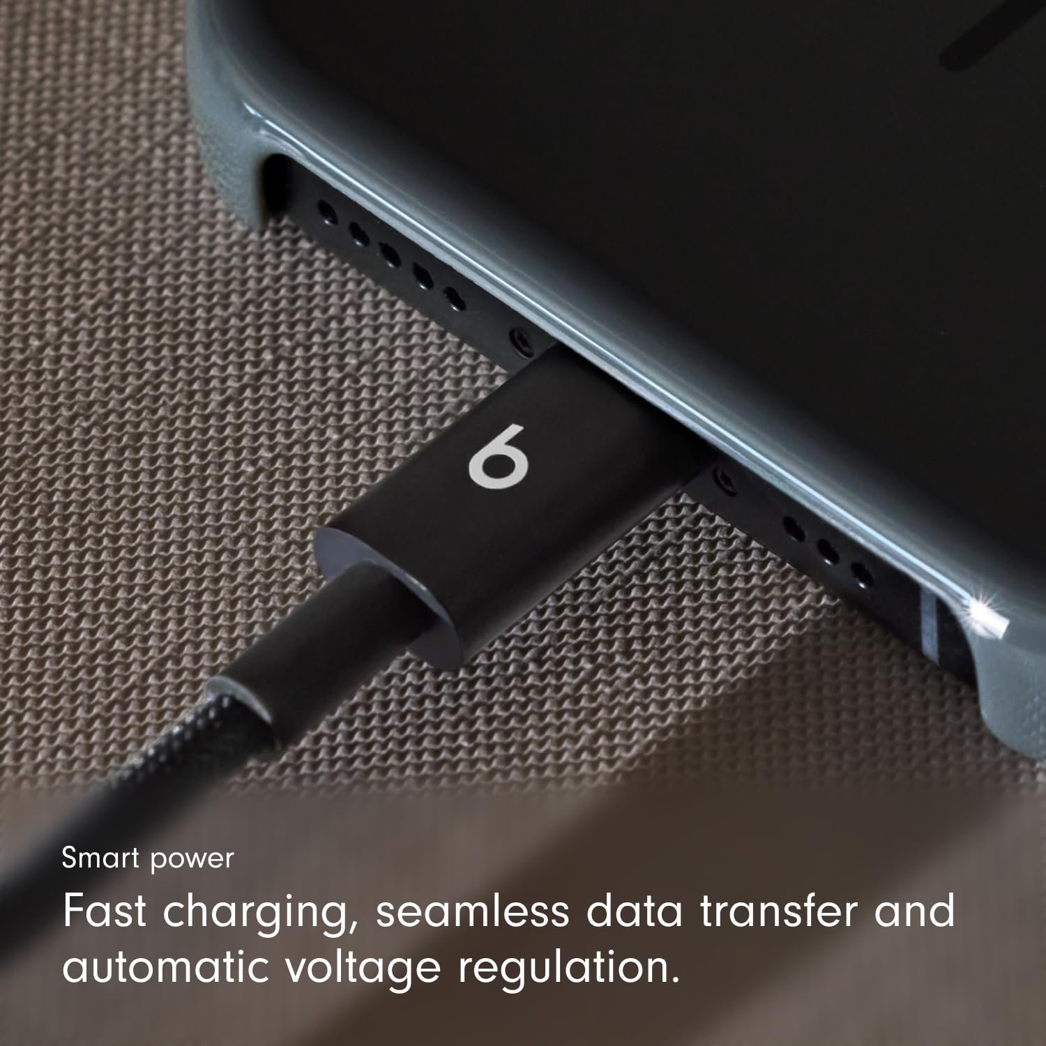 Beats USB-A to USB-C Woven Short Cable, Fast Charging, Durable/Tangle-Free, Compatible Charger for Apple & Android USB-C Devices (20 cm) – Bolt Black - Image 4